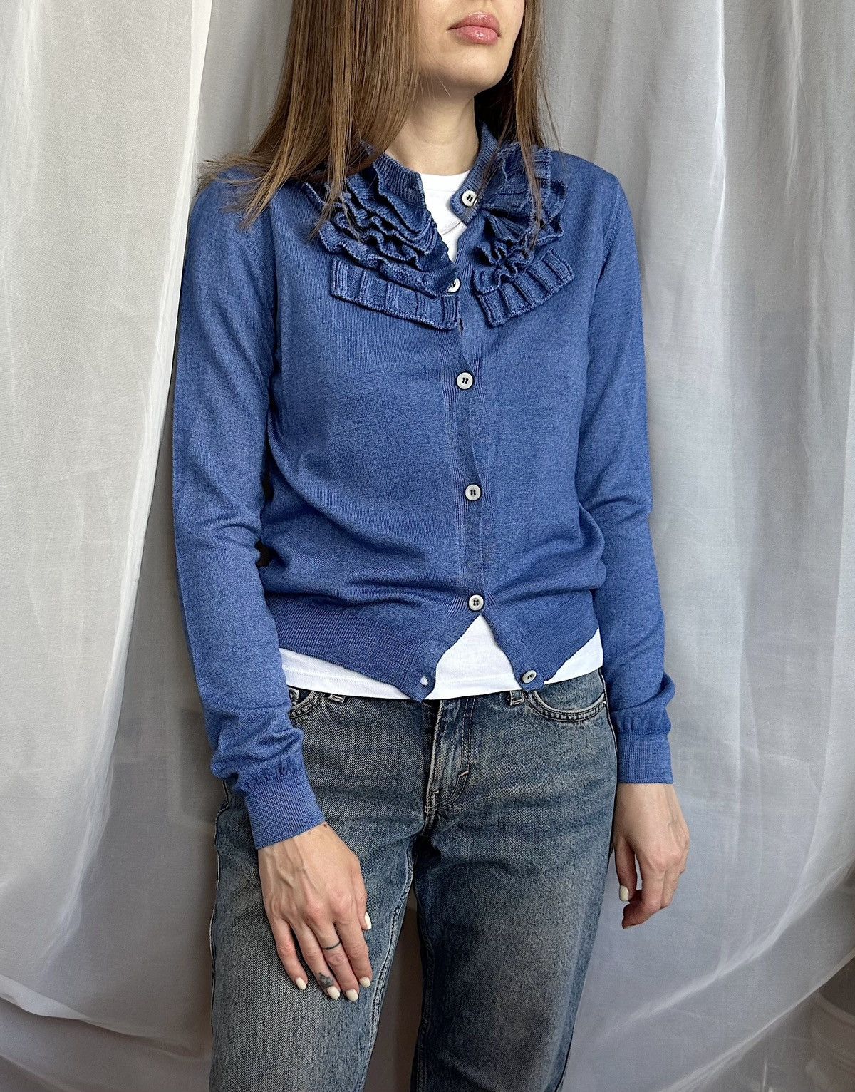 Blue Cardigan Women's Classic Cardigan Sweaters PRADA Vintage