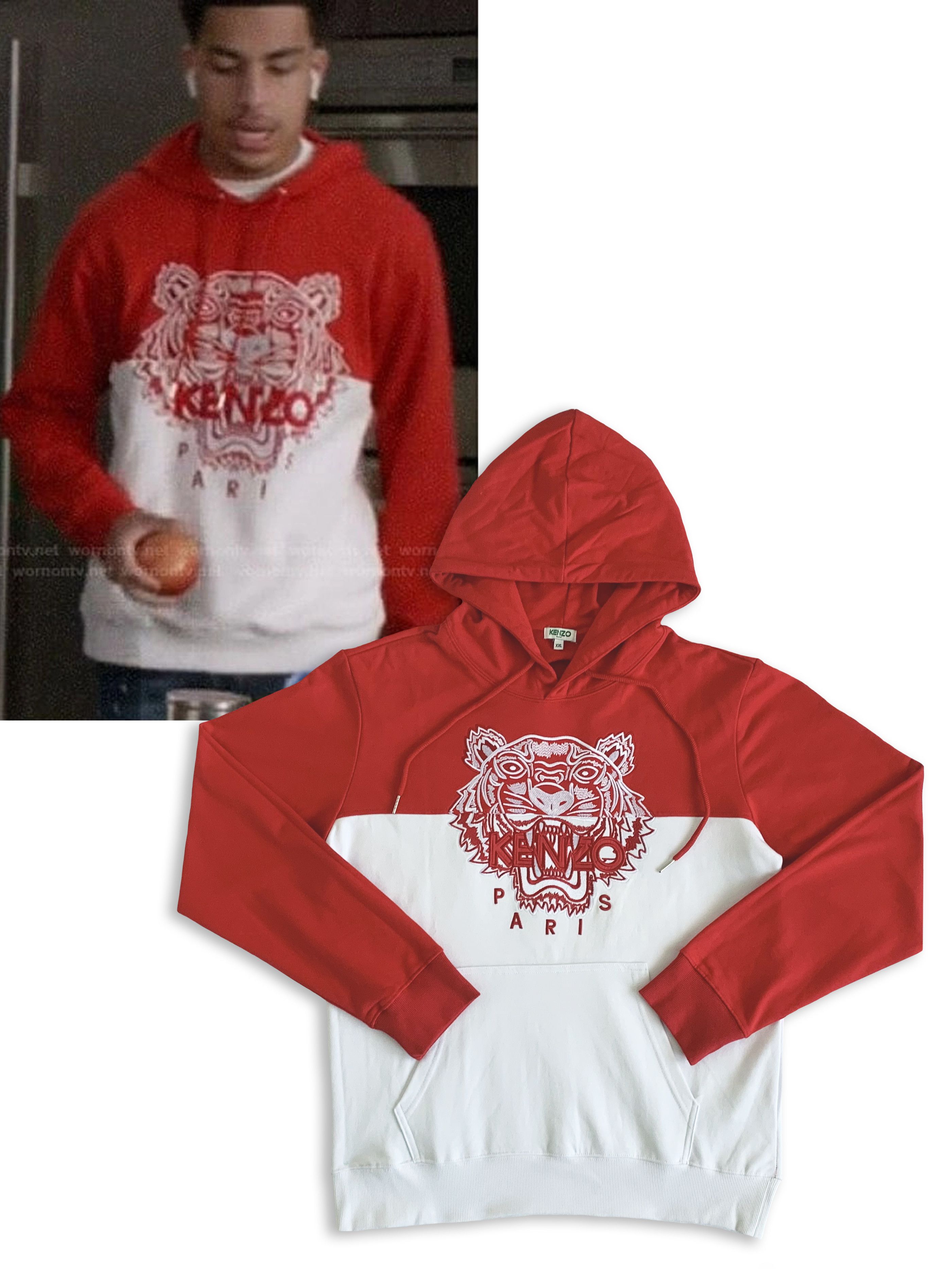 Kenzo KENZO Hoodie Red and White Limited Edition Colorblock Tiger Size US XL / EU 56 / 4 - 1 Thumbnail