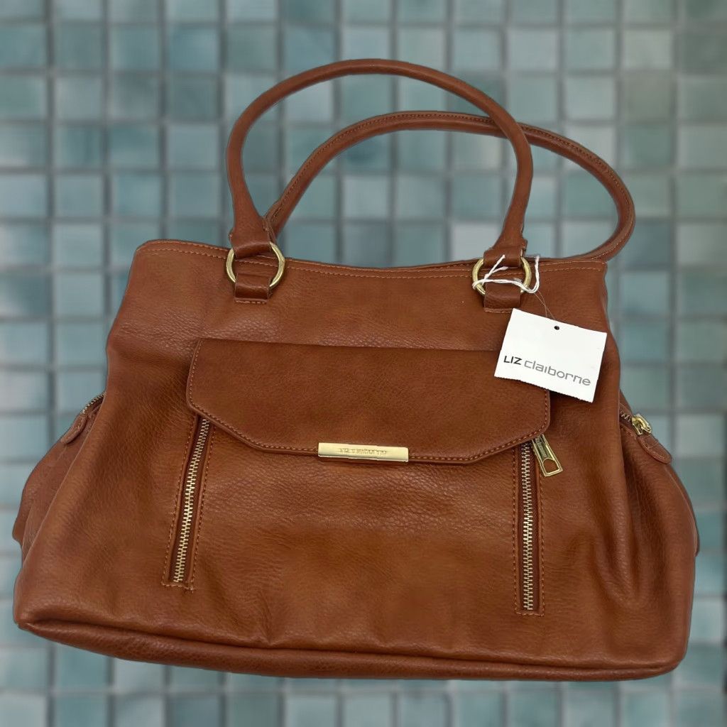 Liz Claiborne VINTAGE Liz Claiborne Leather Handbag Satchel Top Handle Bag 10x14 Size Womens Brown Tan Size ONE SIZE - 1 Thumbnail
