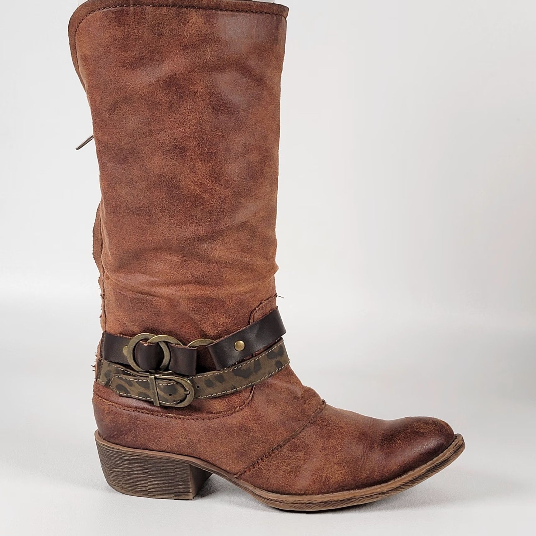 BKE BKE Sole Boots Women Riding Boot Brown FauxLeather Size 8.5 Ankle Zip Southwest Studded Round Toe Casual Size US 9 / IT 39 - 4 Thumbnail