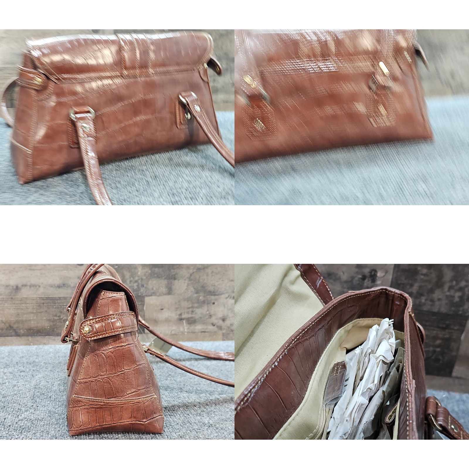 Liz Claiborne Liz Claiborne Hand Bag Purse Brown False Leather Print NWT 15"x8" Tote Bag Size ONE SIZE - 8 Thumbnail