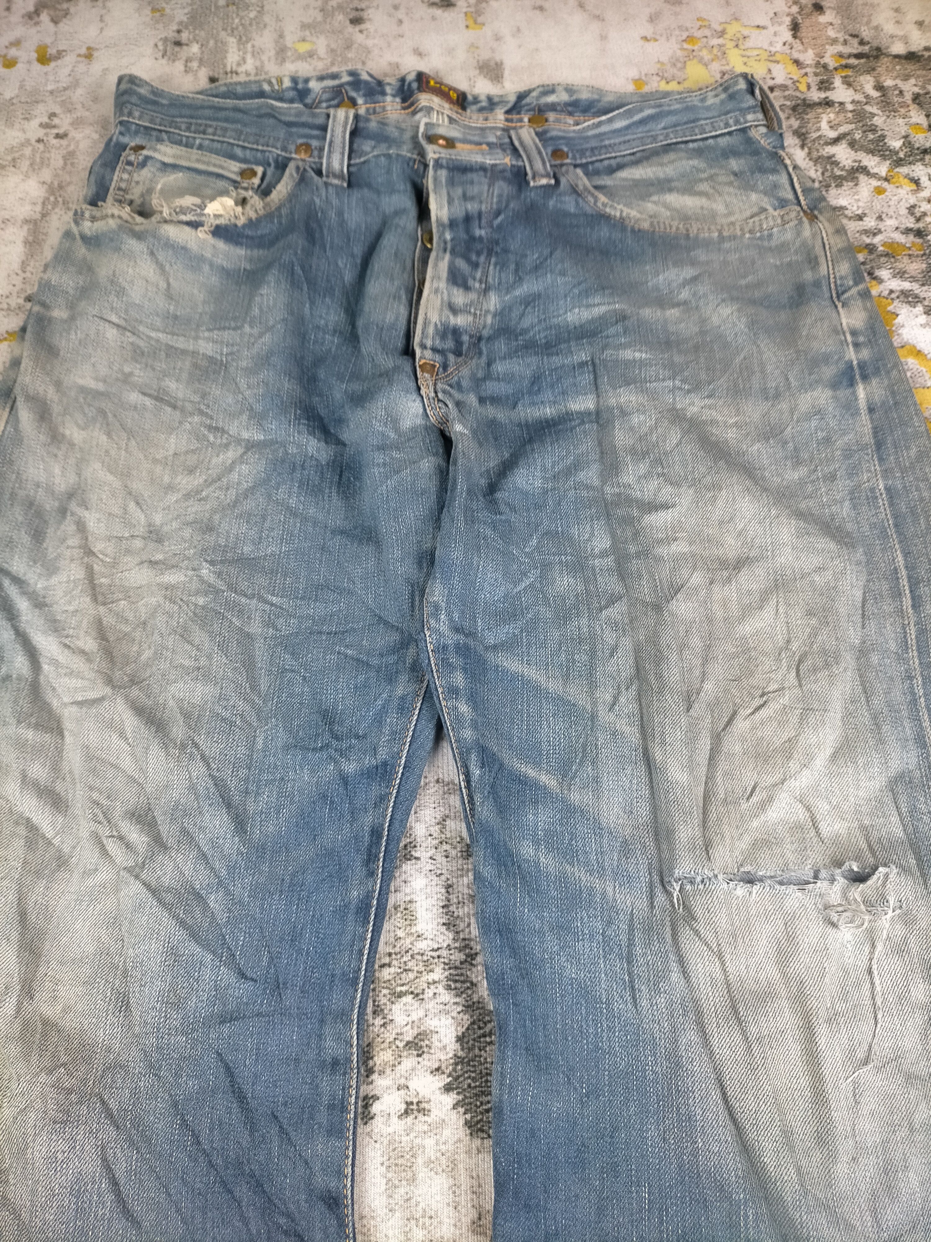 Lee 🔥 Vintage Lee Cowboy Selvedge Distressed Washed Jeans Size US 33 - 4 Thumbnail