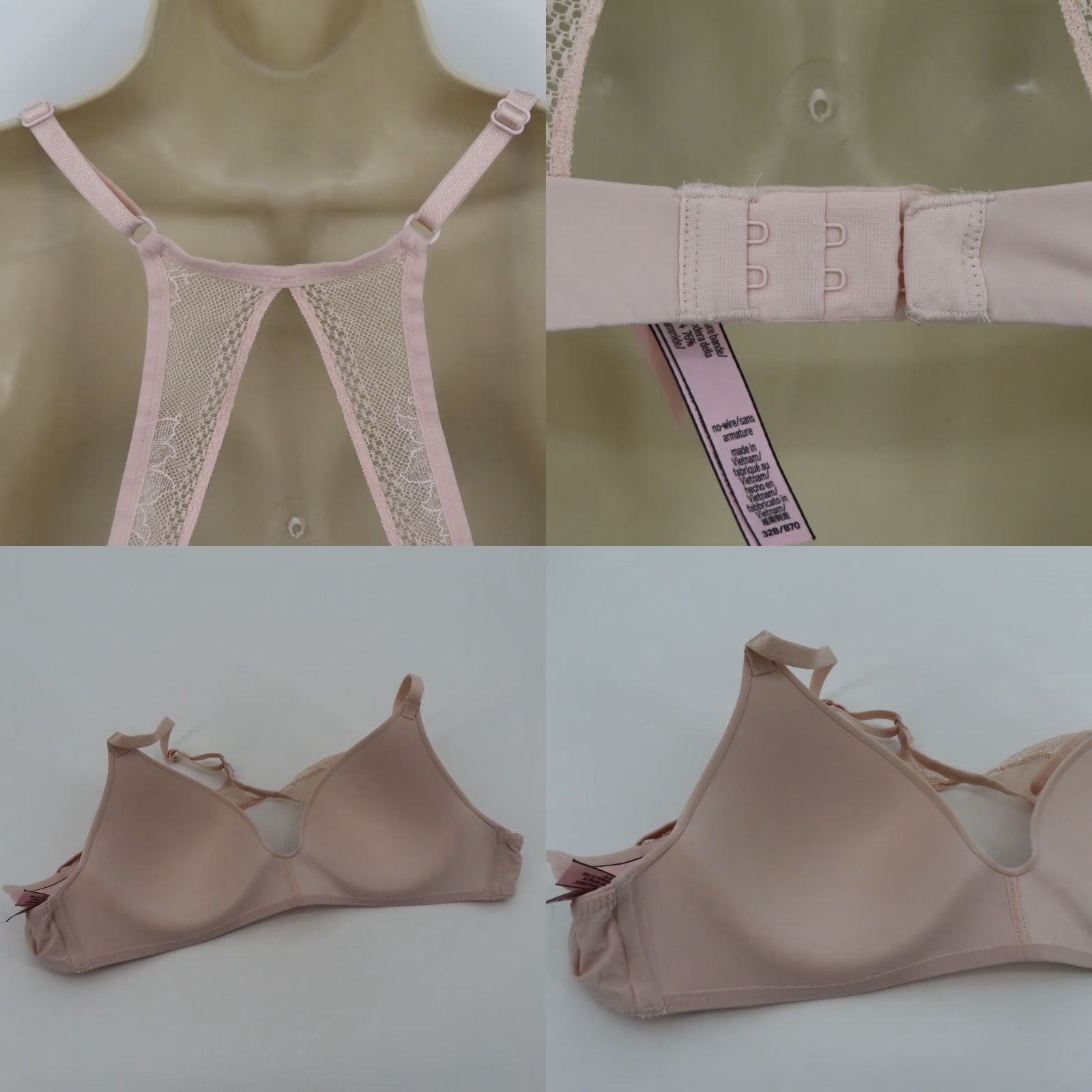 Victoria's Secret Victoria's Secret Bra 32B Wireless Lined Pink Back Lace Accent T-shirt Bra Womens 32B Size ONE SIZE - 8 Thumbnail