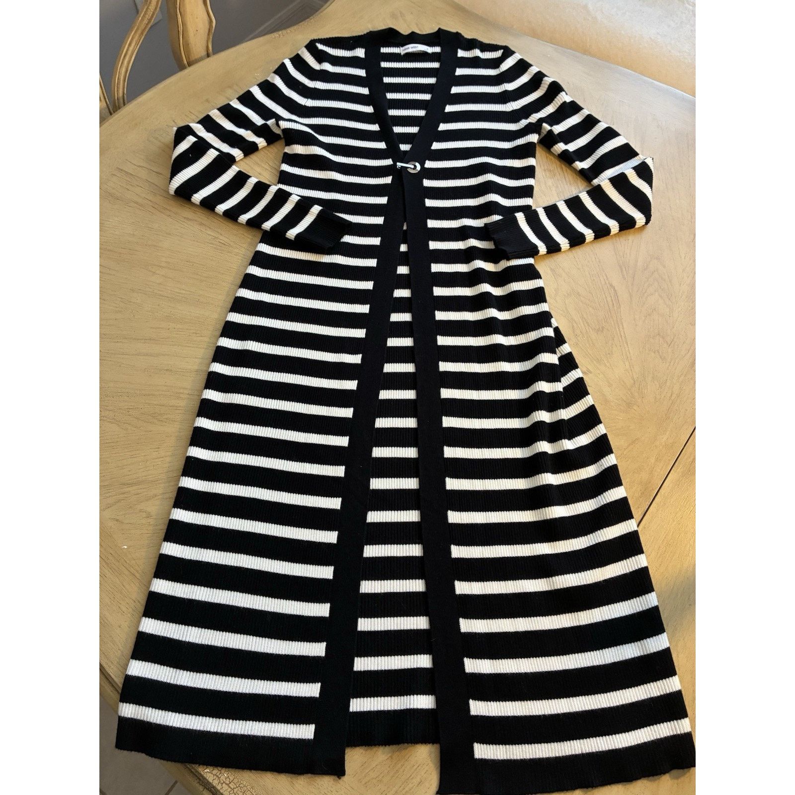Nine West Striped Long Duster Cardigan Quiet Luxury Minimalist S Size S / US 4 / IT 40 - 3 Thumbnail