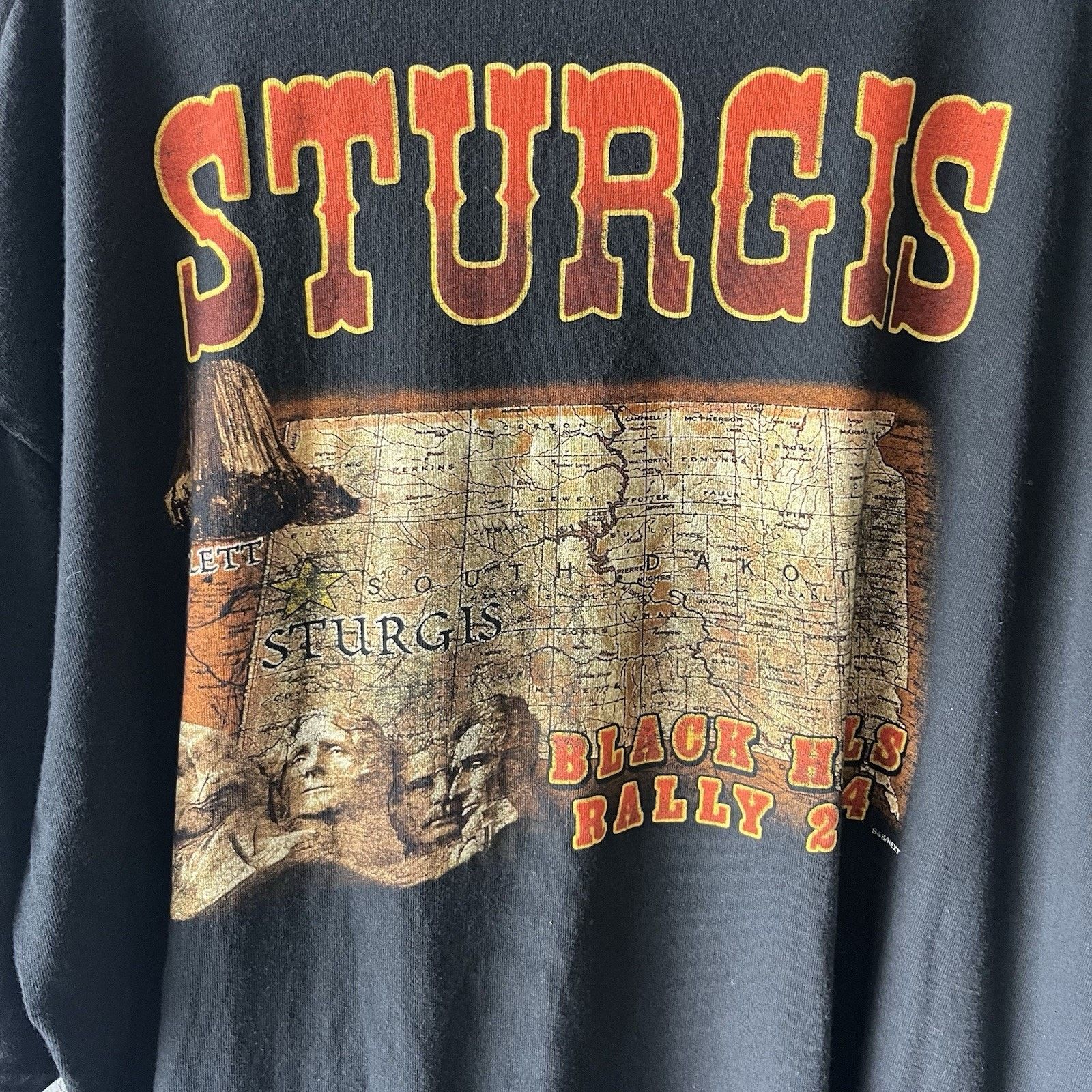 Vintage Vintage Sturgis Biker Rally Black Tshirt Men’s XL 90’s Motor Size US XL / EU 56 / 4 - 6 Thumbnail