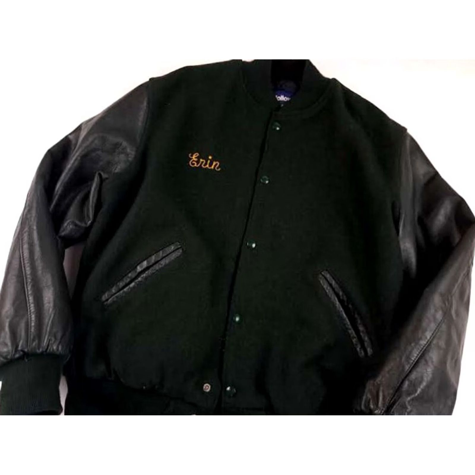 Holloway Harrison Varsity Jacket Large Leather Sleeved Dark Green Holloway Regular Size US L / EU 52-54 / 3 - 2 Thumbnail