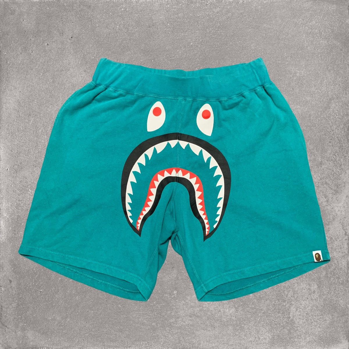 image of Bape Small Shorts Shark Blue Sweat Pant Short Bottoms, Men's (Size 30)