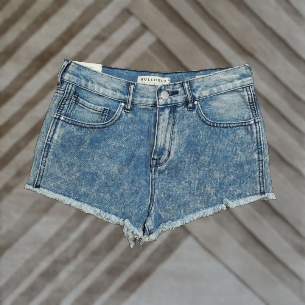 Denime Bullhead Denim Co. Shorts Jeans Cut-Off Womens 27 Blue Denim Distressed 29x2 Vintage No Men's Womens Girls Size 29" - 1 Thumbnail