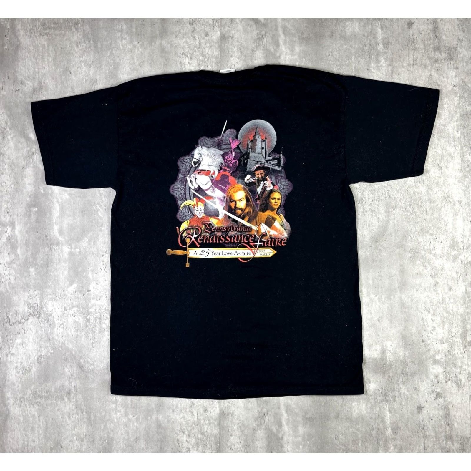Doublet VINTAGE Renaissance Faire Promo T Shirt Double Sided Adult Large 2000s Black Cotton Crew Neck Short Sleeve Stitch 90s Mens Size US L / EU 52-54 / 3 - 2 Thumbnail