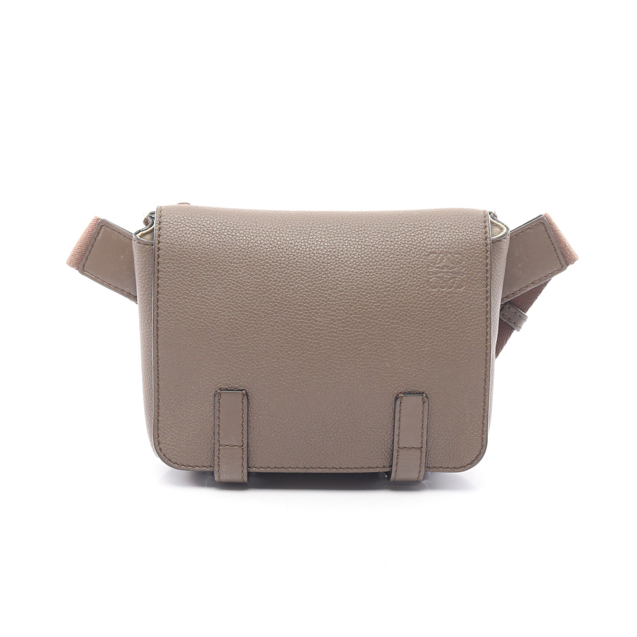 Loewe Loewe Military Bum Bag Anagram Waist Body Leather Gray Brown Size ONE SIZE - 1 Thumbnail