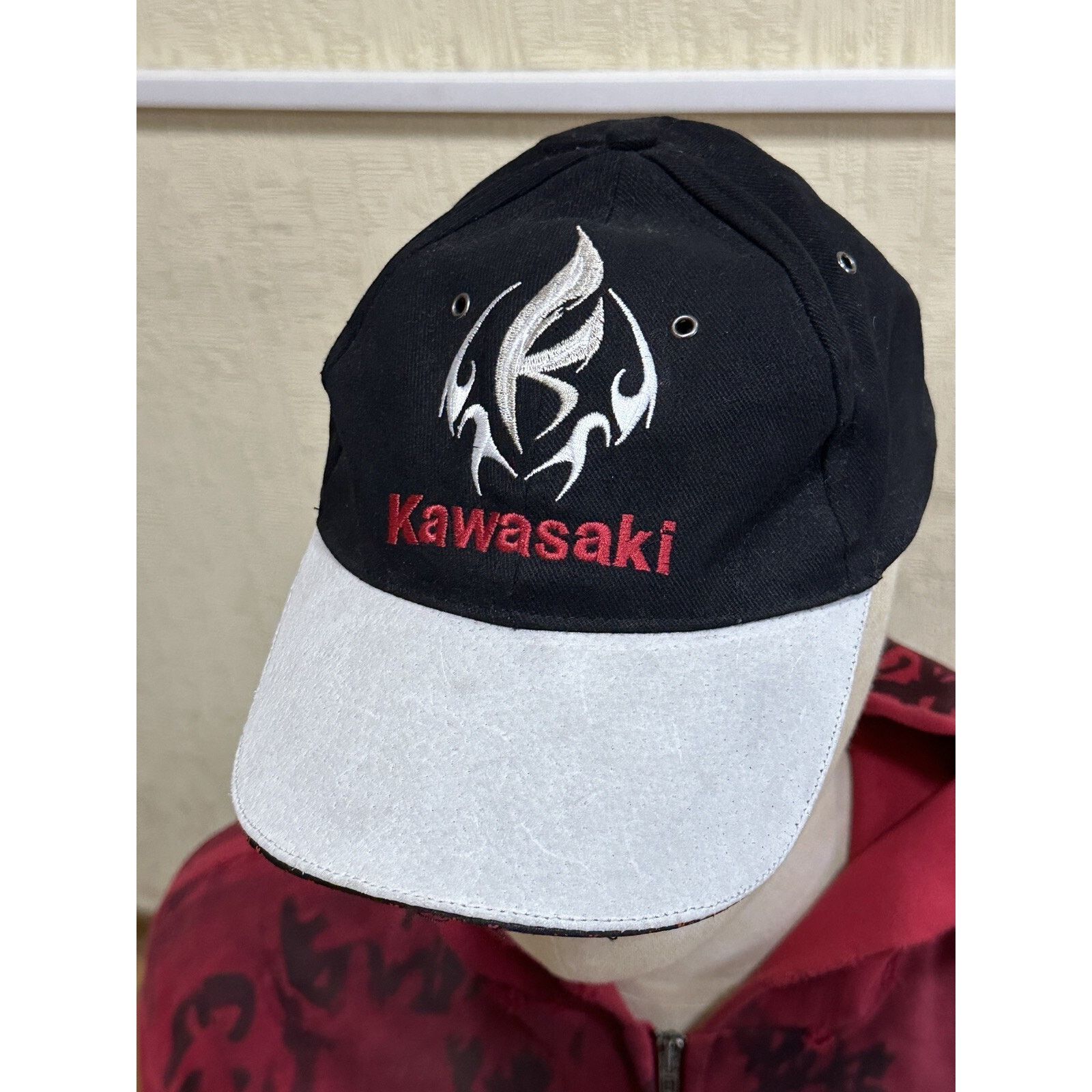 Vintage Vintage 90’s Kawasaki Motorcycle Racing Men’s Baseball Cap Size ONE SIZE - 4 Thumbnail