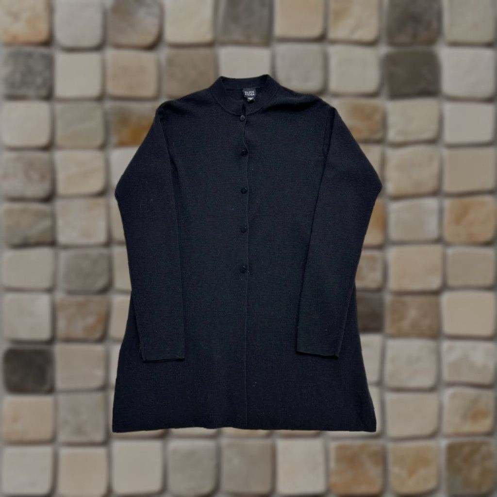Eileen Fisher Eileen Fisher Cardigan Sweater Womens XS Black Wool Knit Crew Neck Long Sleeve Casual Vintage: No Size XS / US 0-2 / IT 36-38 - 1 Thumbnail