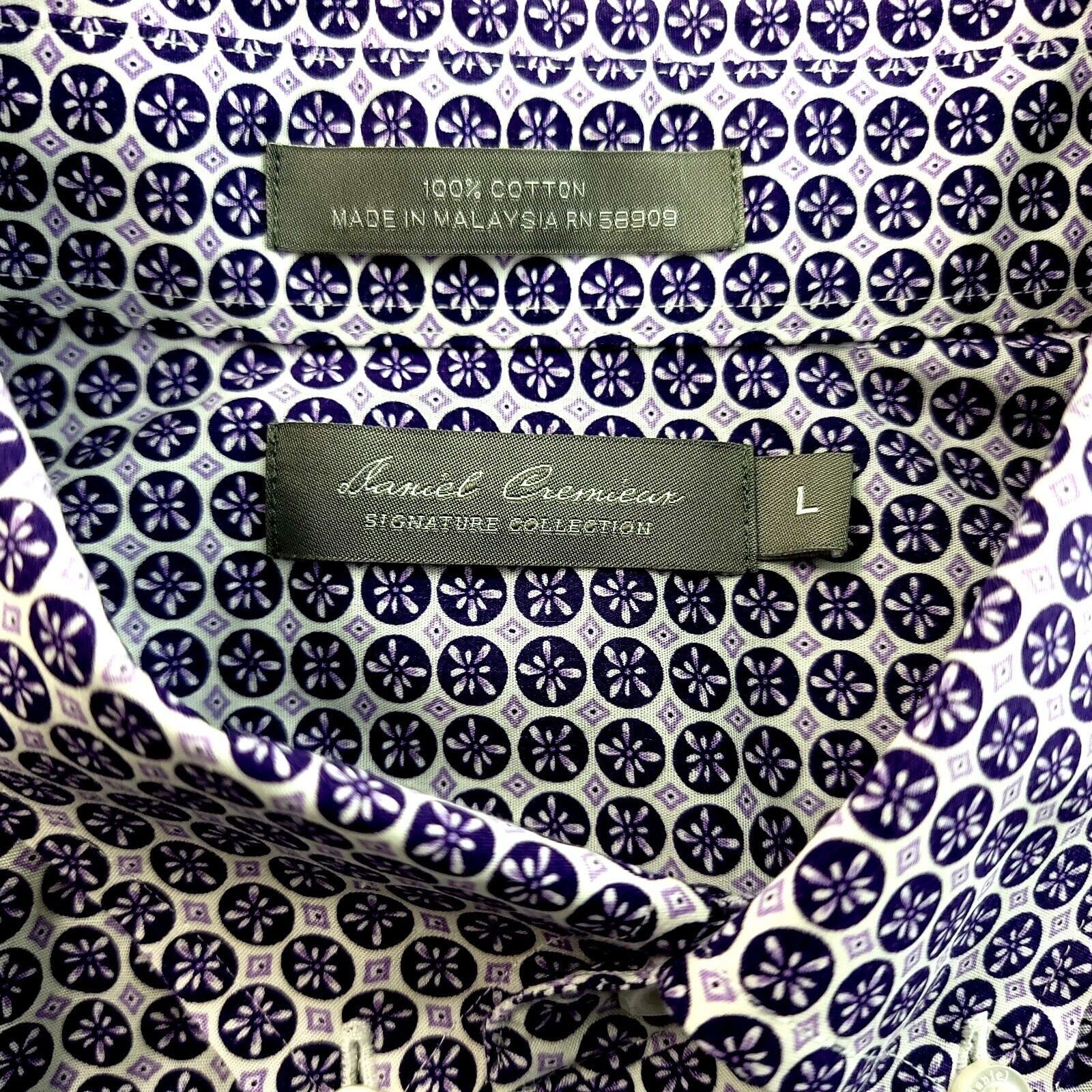 Daniel Cremieux Daniel Cremieux White Purple Floral Short Sleeve Large Butto Size US L / EU 52-54 / 3 - 7 Thumbnail