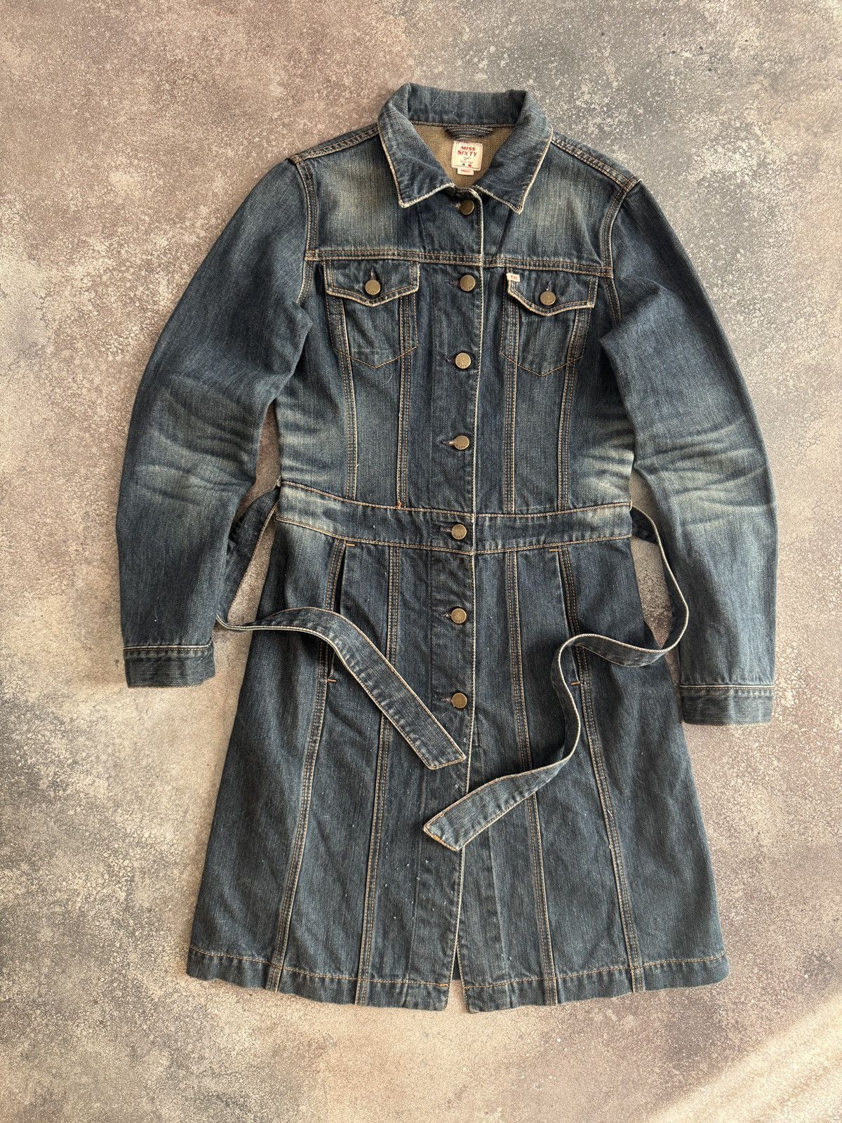 Miss Sixty Miss Sixty Y2K Vintage Denim Trench Coat / Long Jean Dress Size S / US 4 / IT 40 - 1 Thumbnail