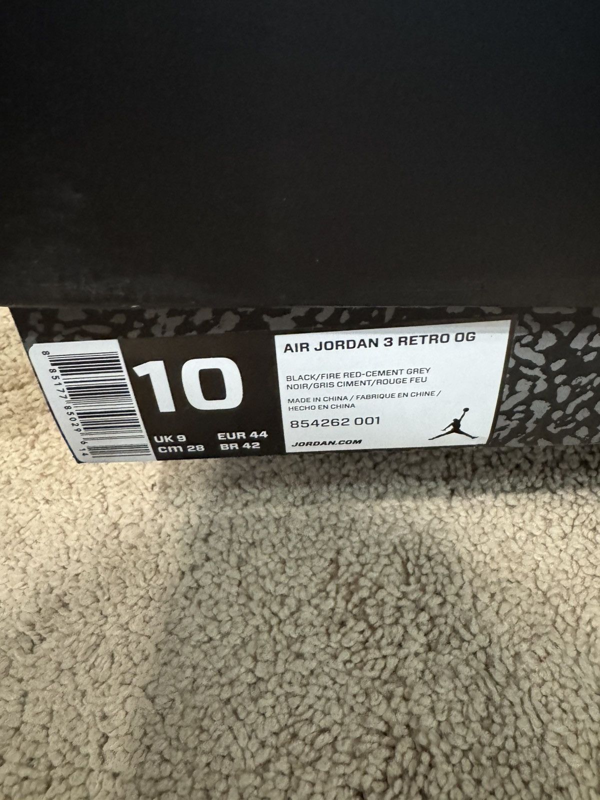 Jordan Brand Jordan 3 Black Cement 2018 Size US 10 / EU 43 - 6 Thumbnail