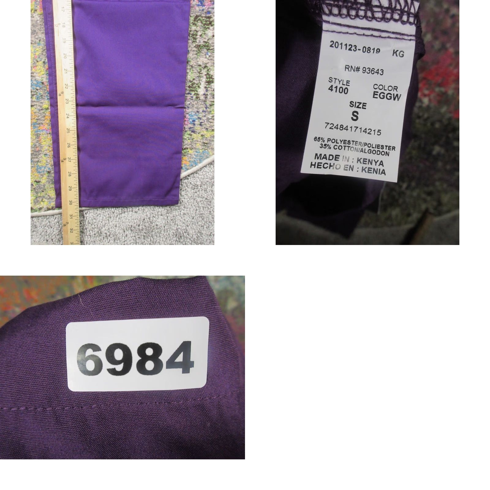 Cherokee Cherokee Workwear Scrub Pants Unisex Adult Small Eggplant Purple Originals NEW Size US 29 - 8 Thumbnail