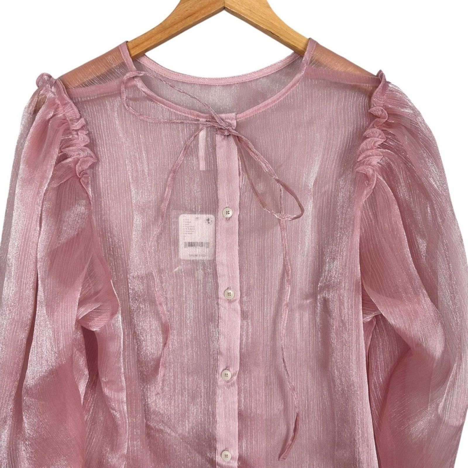 Free People NWT Free People Freya Frost Long Sleeve Sheer Blouse Large Size L / US 10 / IT 46 - 6 Thumbnail