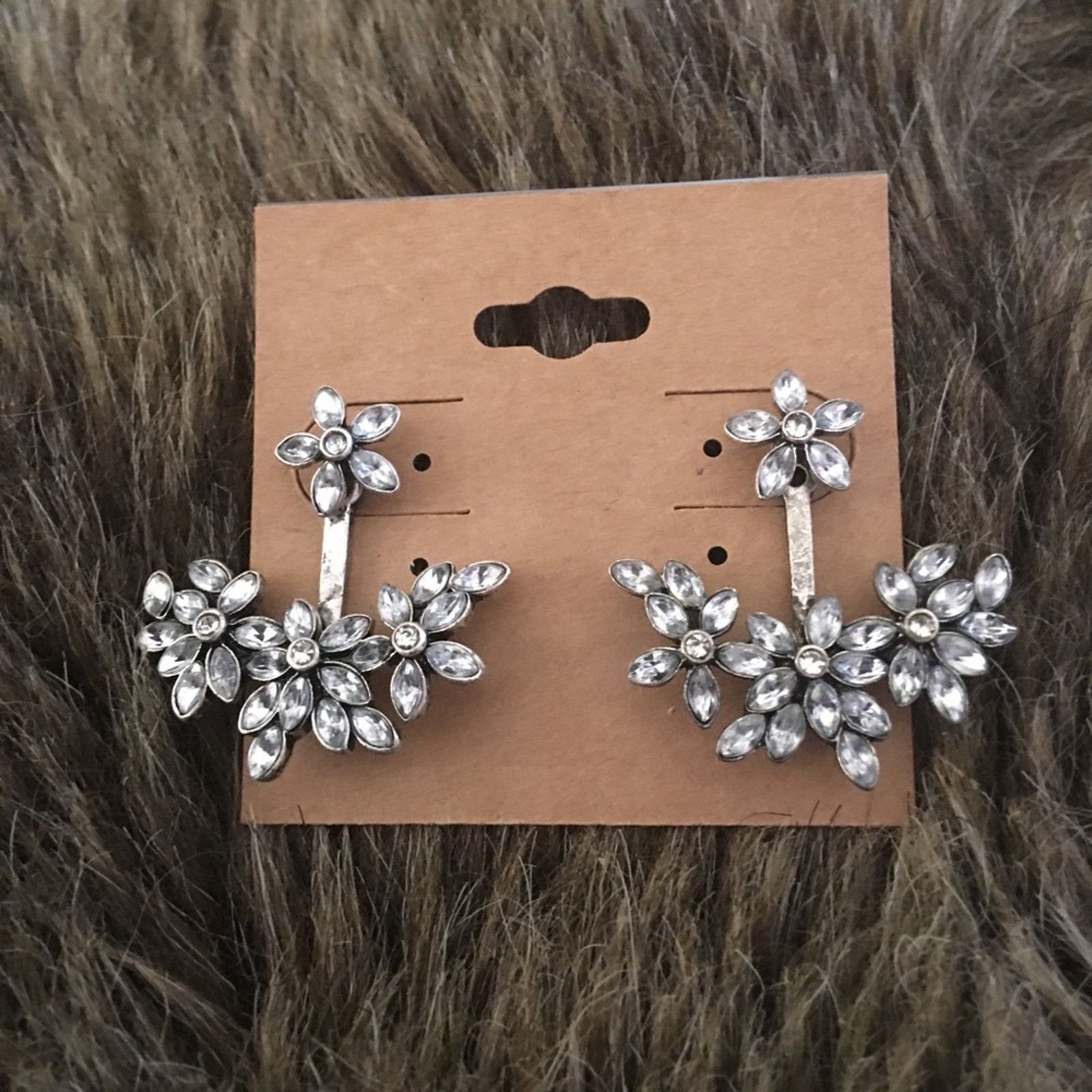 Jewelry Antique silver tone crystal 2 part earring jacket Size ONE SIZE - 2 Thumbnail