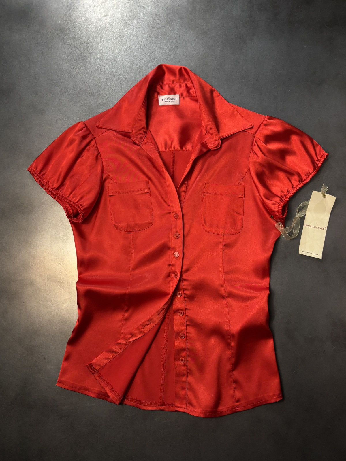 MotivMfg × Vintage Vintage Motivi Satin Shirt Short Sleeve Italy Y2K 1990s 2000 Size M / US 6-8 / IT 42-44 - 14 Thumbnail