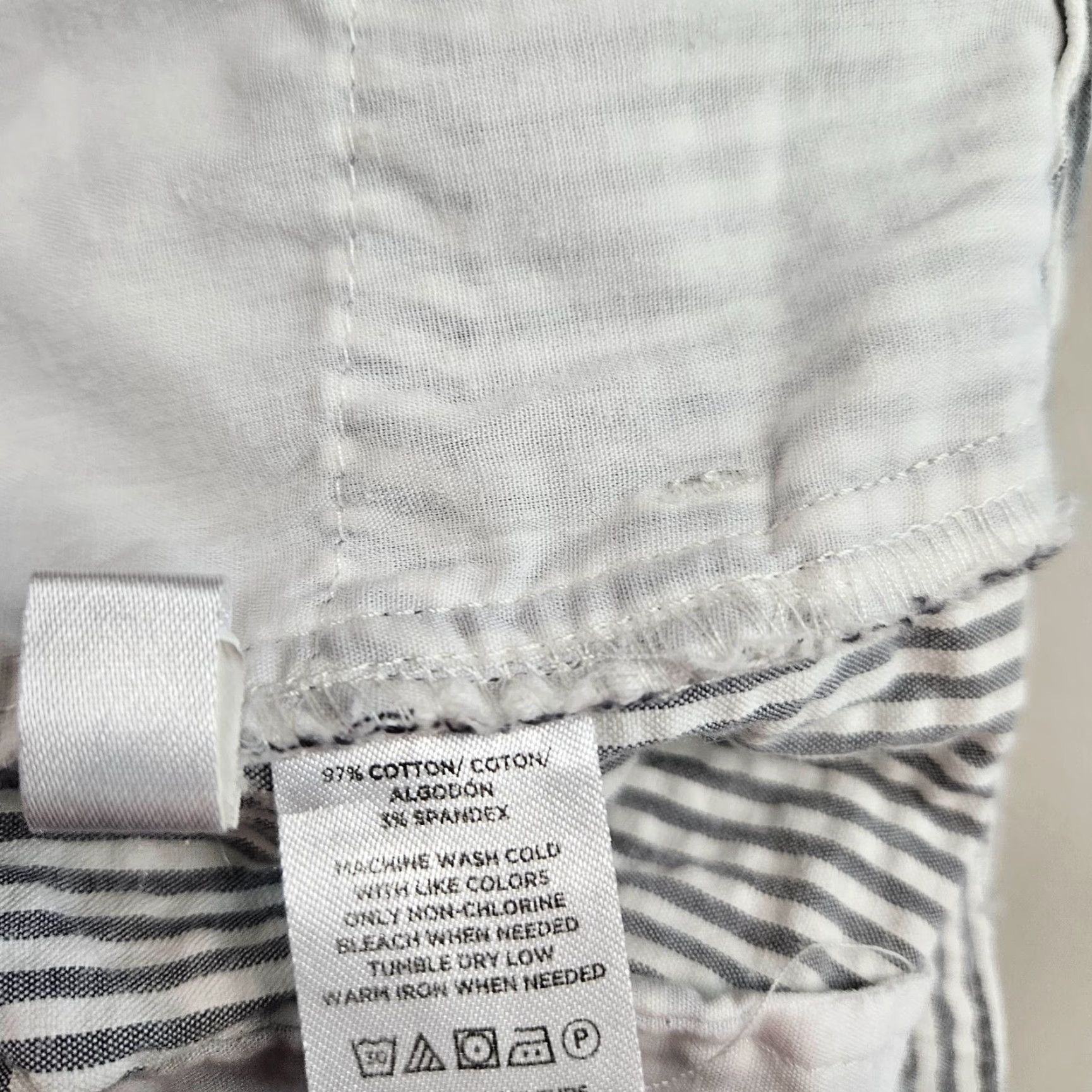 Loft LOFT Ann Taylor Womens Skinny Ankle Pants Sz 6P Gray White Stripe Knit Cotton Blend Seersucker Pattern Petite Size 28" / US 6 / IT 42 - 6 Thumbnail