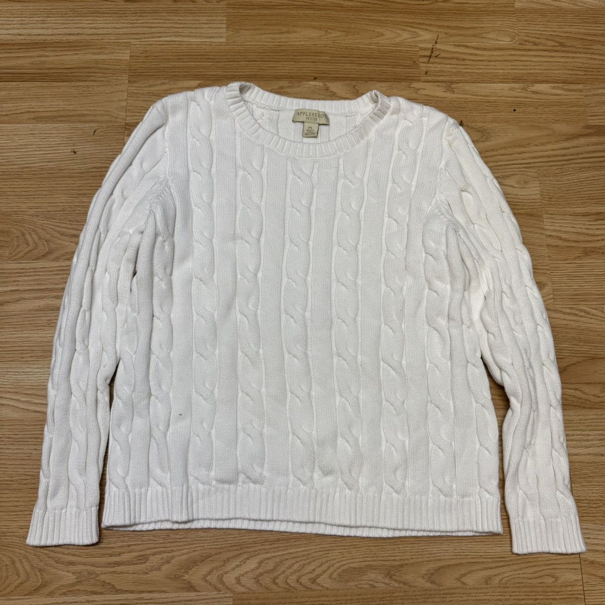 Other Vintage Appleseeds Cable-Knit Cotton Sweater Size L / US 10 / IT 46 - 1 Thumbnail