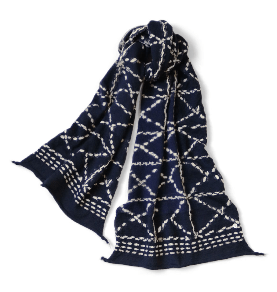 Kapital Shrinkable Wool Sashiko HAPPY Scarf Size ONE SIZE - 1 Thumbnail