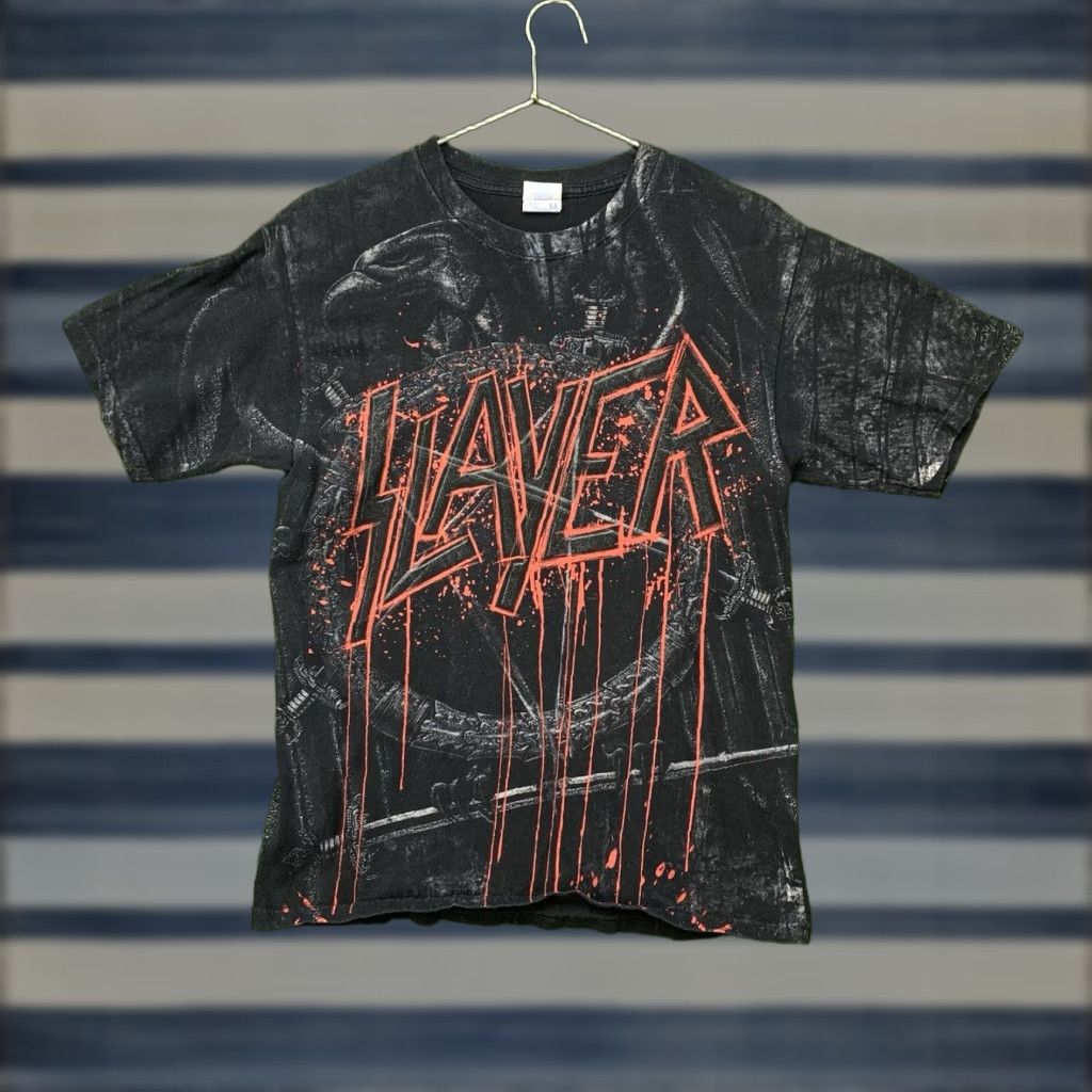 Hanes VINTAGE Slayer Shirt Mens M Black 90s Y2K Slayer Slaytanic Wehrmacht Concert 2000s Rock Hanes T-Shirt Size US M / EU 48-50 / 2 - 1 Thumbnail