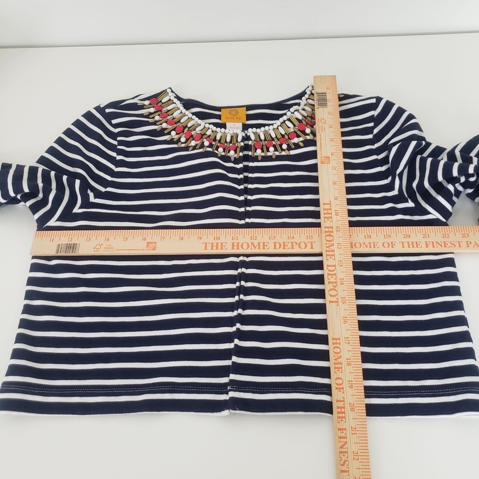 Designer Ruby Rd Beaded Open Front Cardigan Womens Size XL Stripe Size XL / US 12-14 / IT 48-50 - 8 Thumbnail