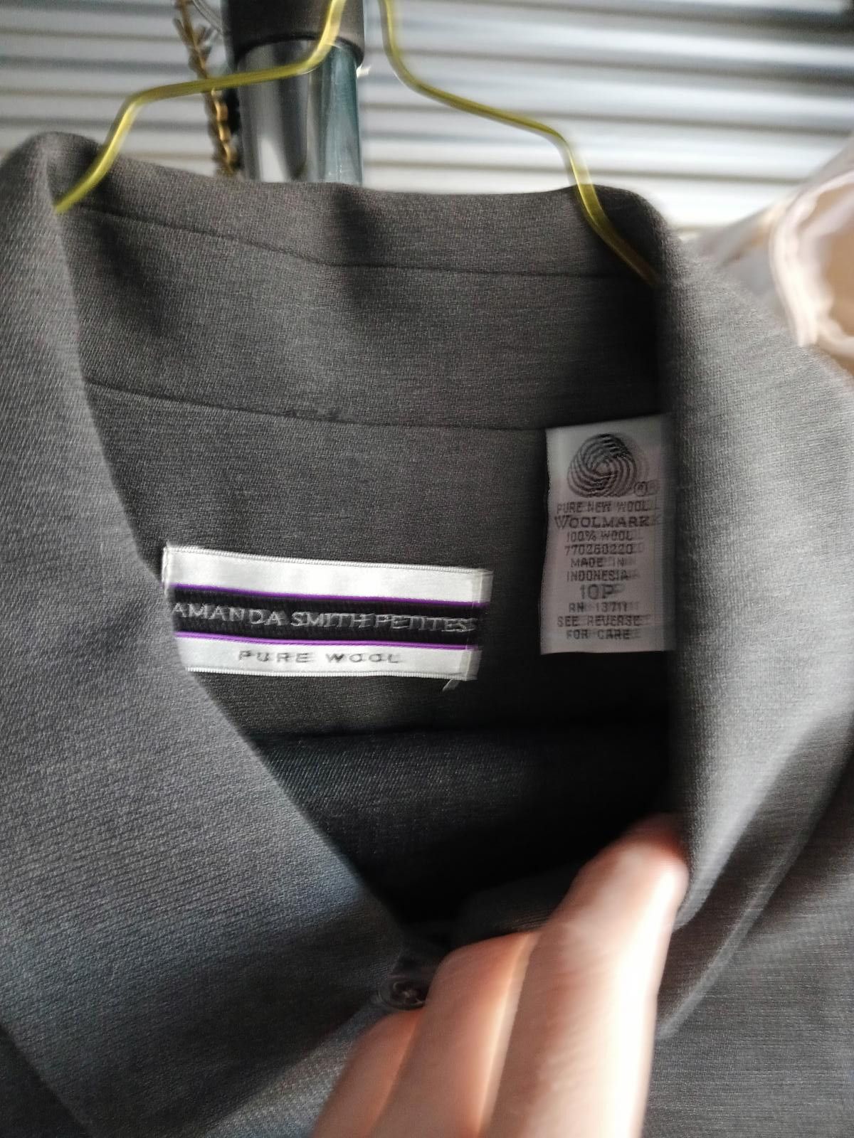Designer Amanda Smith Petites Gray Blazer - Pure Wool Size L / US 10 / IT 46 - 4 Thumbnail
