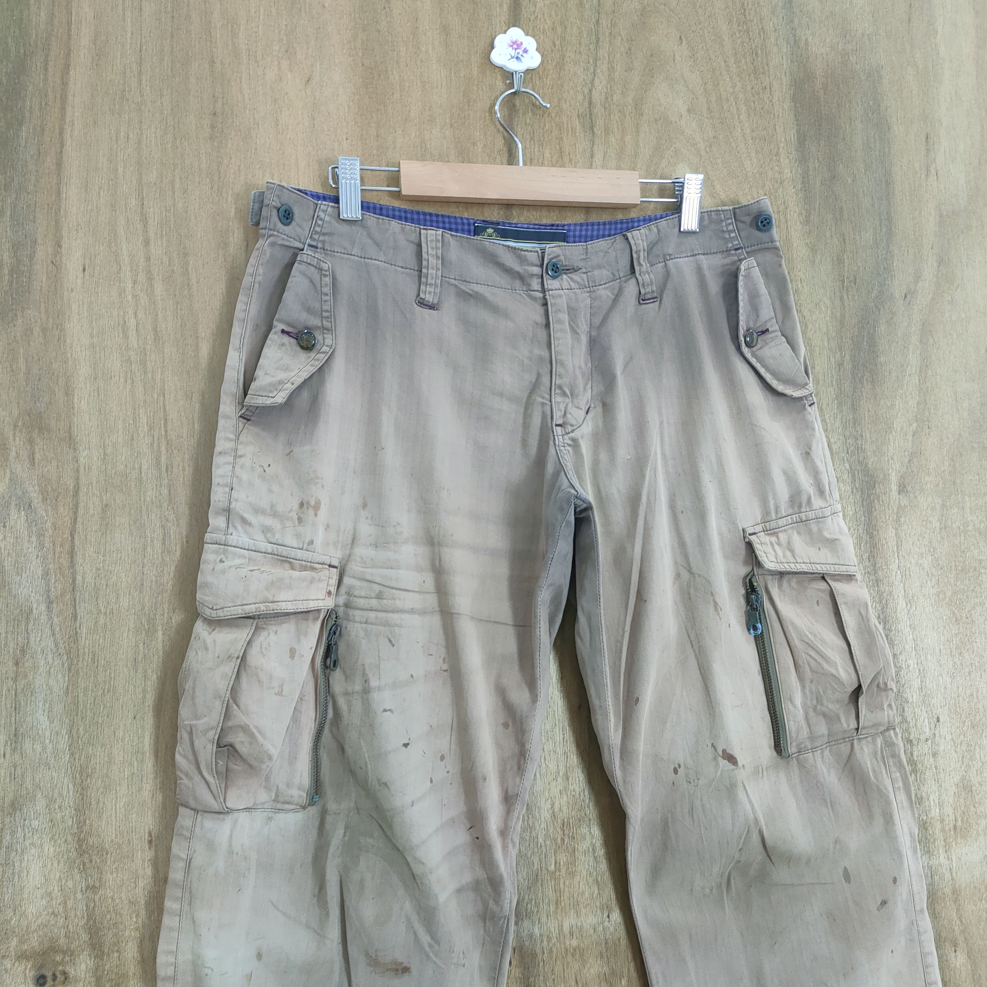 Melrose VINTAGE MELROSE FADED BROWN CARGO PANTS Size US 34 / EU 50 - 4 Thumbnail