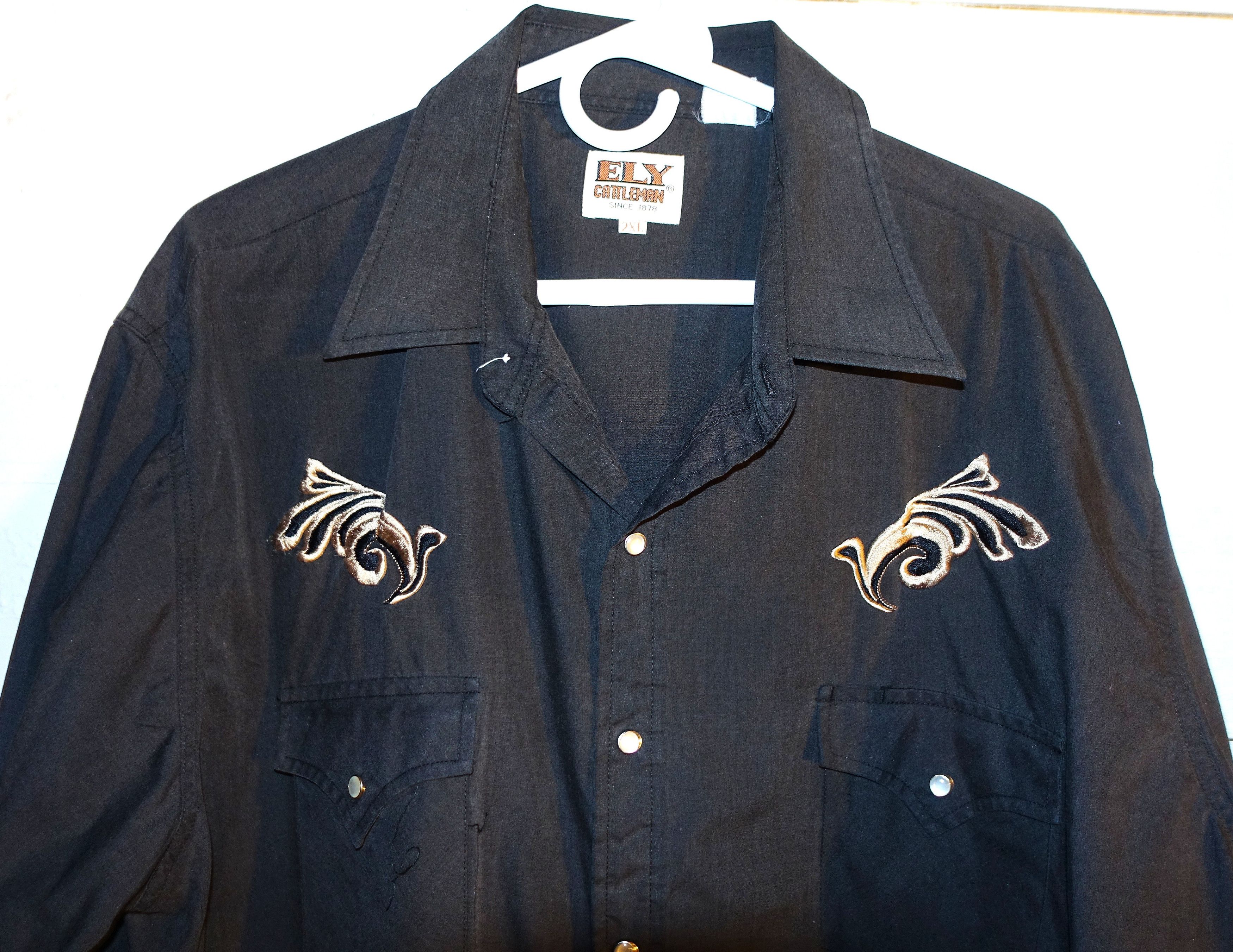 Vintage Vintage Ely Cattleman Black Western Shirt 2XL Size US XXL / EU 58 / 5 - 2 Thumbnail
