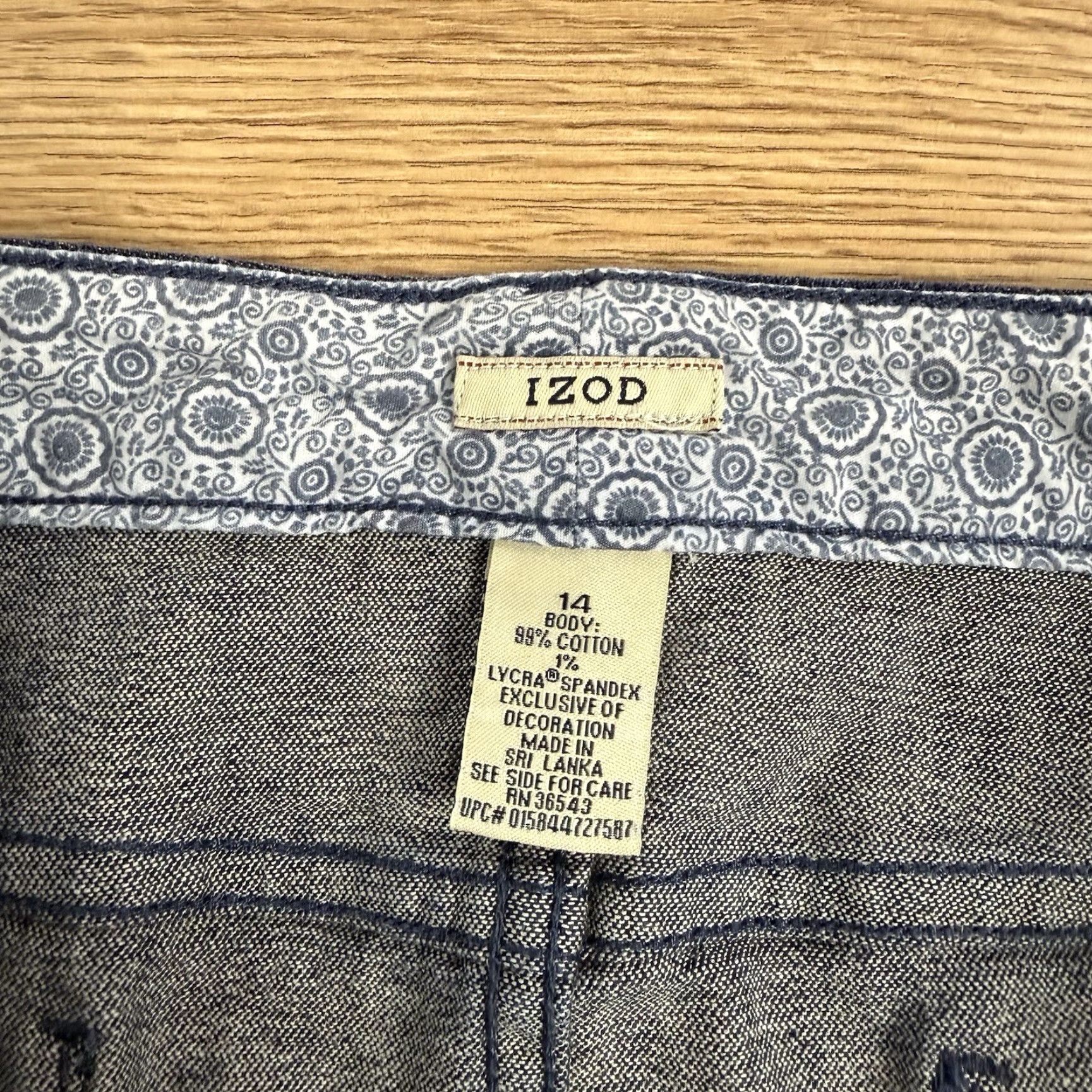Izod VINTAGE IZOD Skirt Women 14 Denim A-Line Short Blue Stretch Casual Womens Size 36" / US 14 / IT 50 - 2 Thumbnail