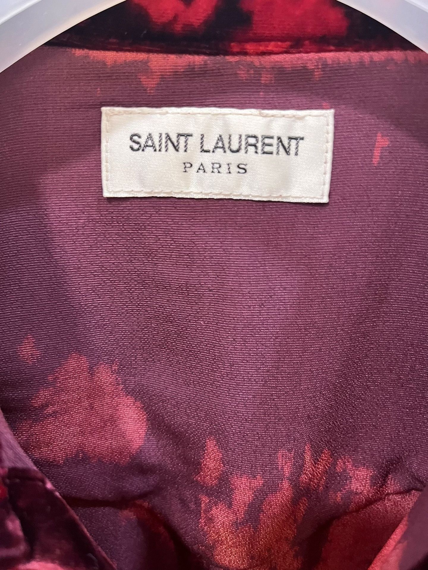 Saint Laurent Paris Saint Laurent Red Tie-Dye Velvet Western Shirt Size US M / EU 48-50 / 2 - 6 Thumbnail