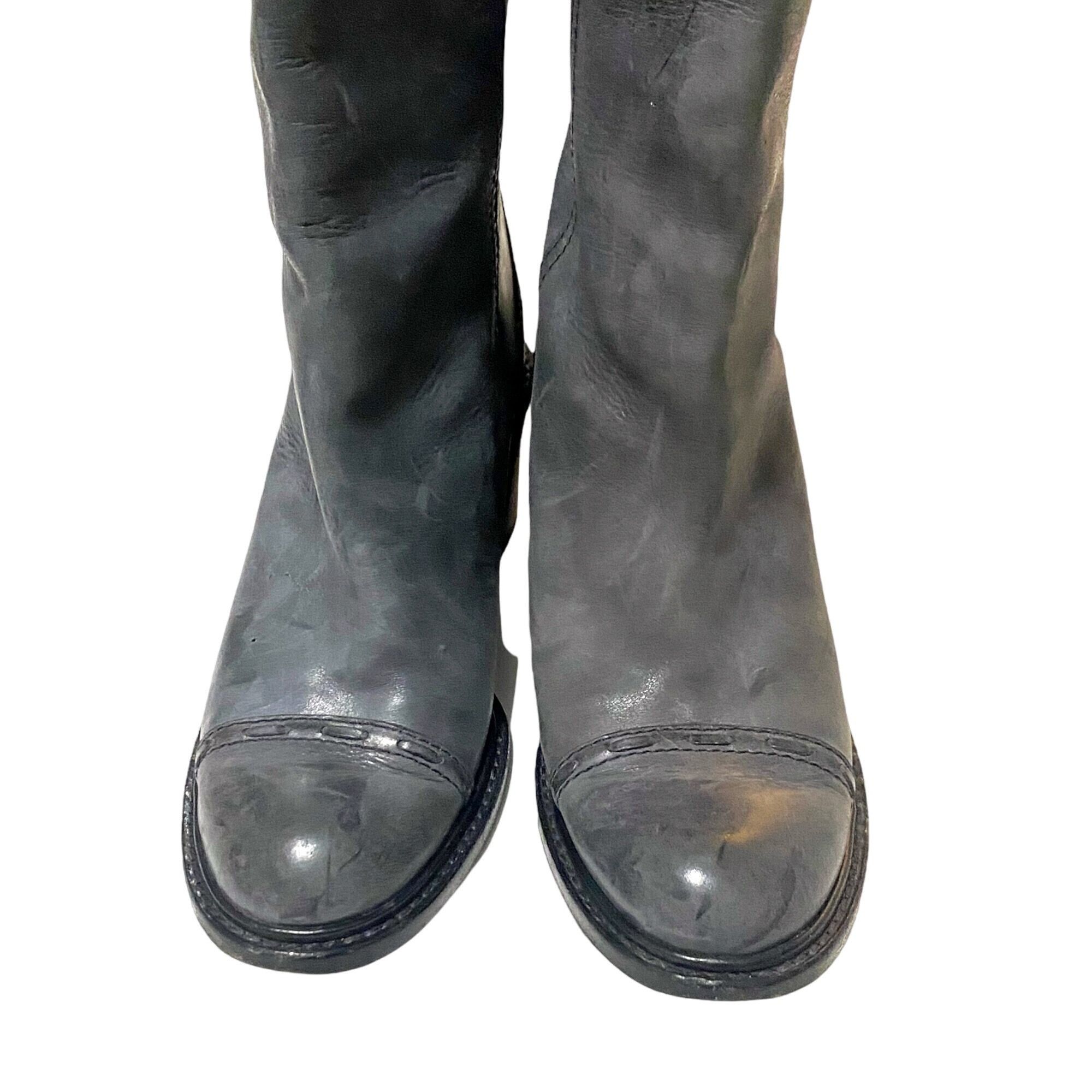 Chloe Chloé Knee High Leather Boots Grey Distressed Size 39.5 Size US 9.5 / IT 39.5 - 8 Thumbnail