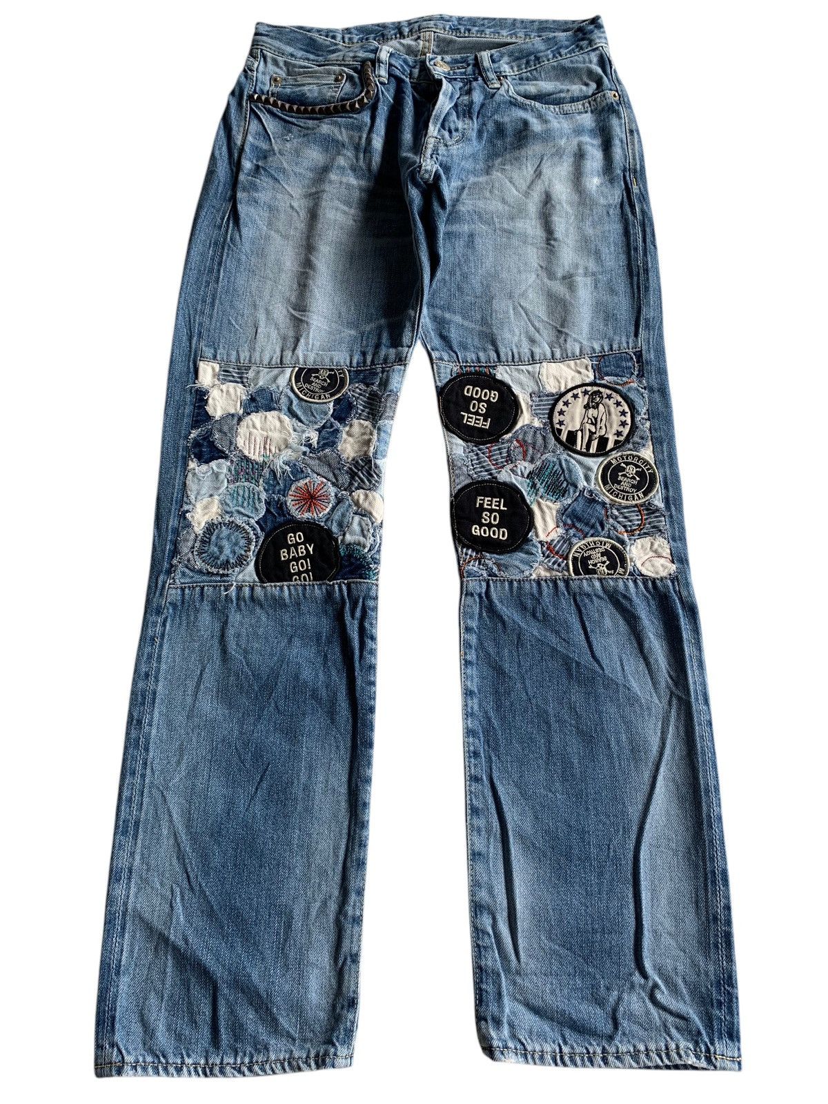 Hysteric Glamour × Japanese Brand HYSTERIC GLAMOUR REWORK LOW RISE SELVEDGE DISTRESSED DENIM🎌 Size US 27 - 2 Thumbnail
