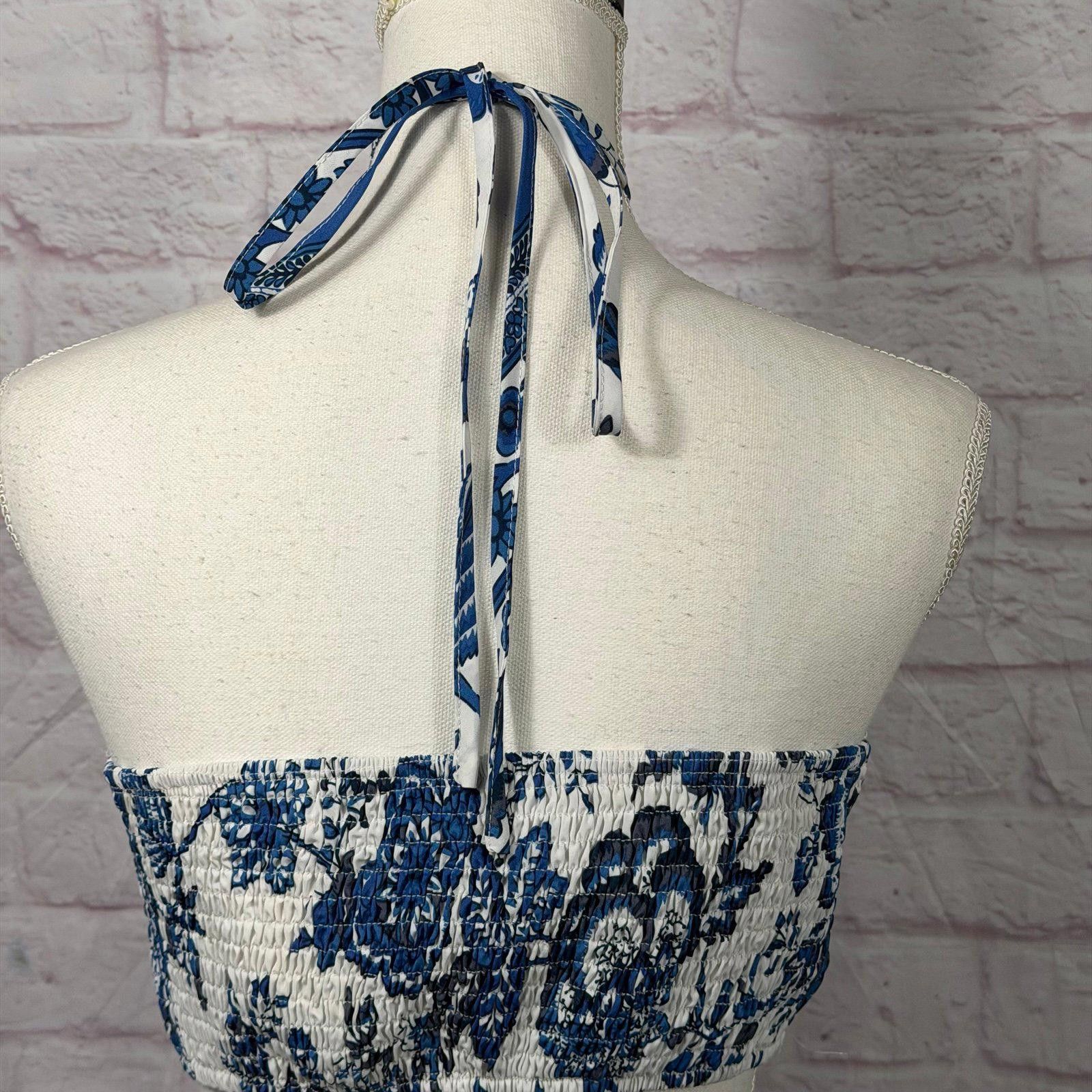 Other Blue and White Large Floral Halter Maxi Dress Size L / US 10 / IT 46 - 7 Thumbnail