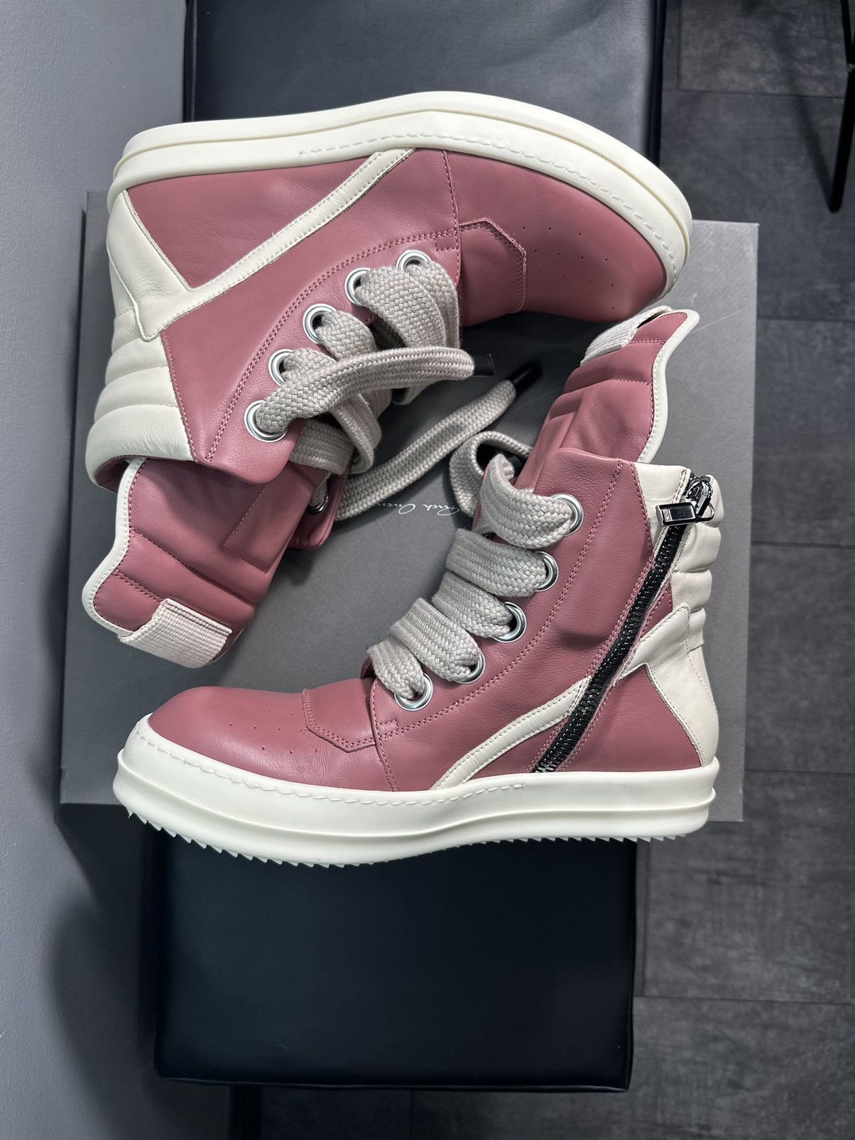 Rick Owens Rick Owens Thulian Pink Geobasket Jumbo Lace Sneaker Size US 9 / EU 42 - 2 Thumbnail
