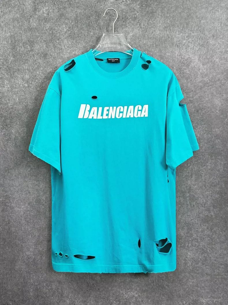 Balenciaga Balenciaga Letter printed pattern hole round neck short sl Size US XXS / EU 40 - 1 Thumbnail