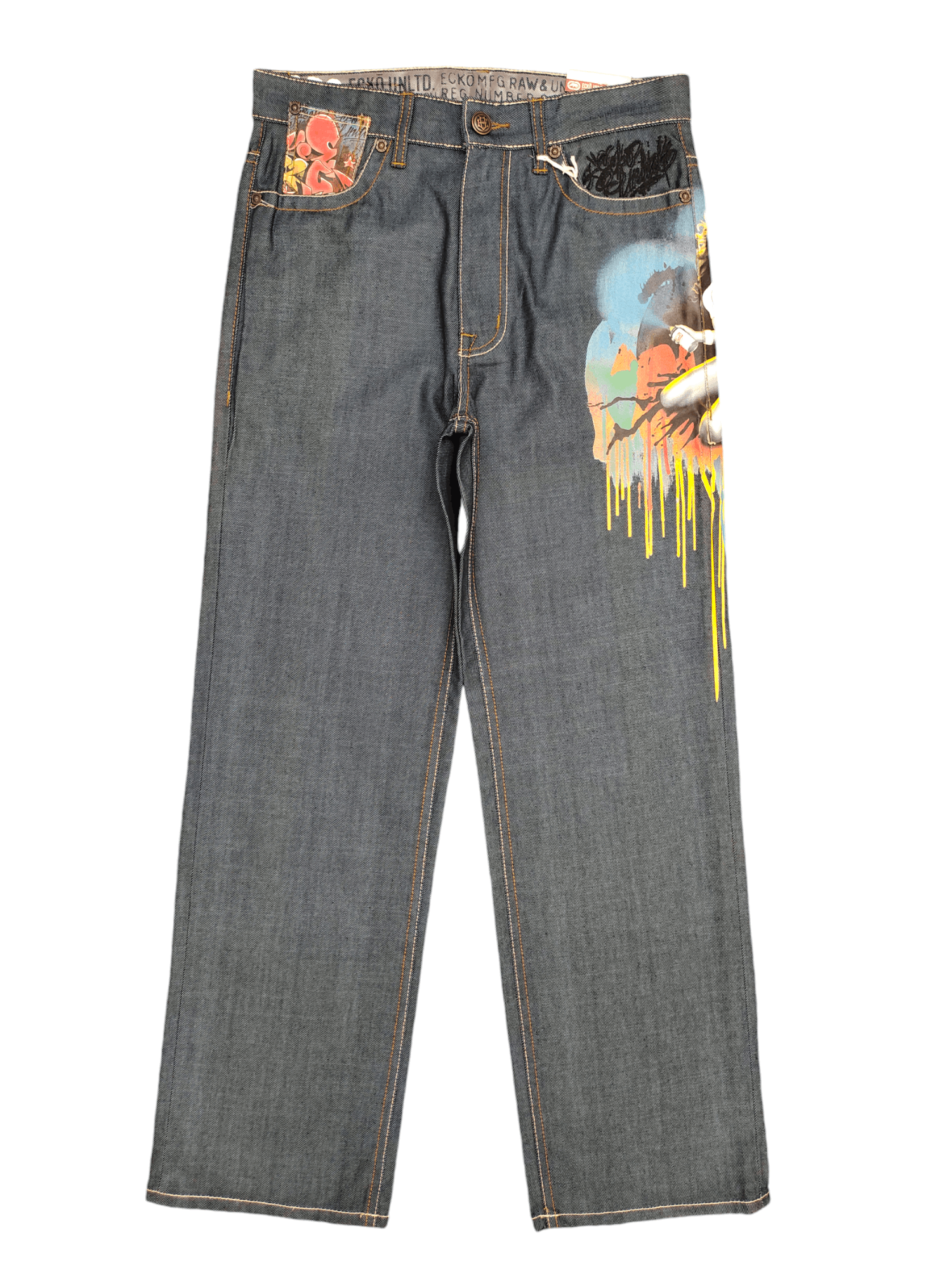 Ecko Unltd. Vintage Y2k Ecko Naked Girl Graffiti Print Baggy Denim Jeans Size US 30 / EU 46 - 2 Thumbnail