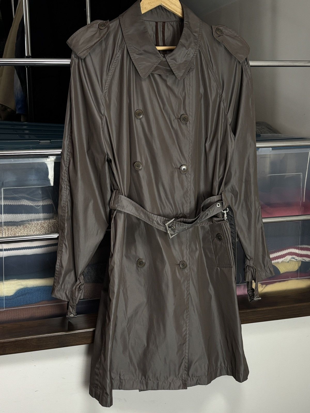 Moncler Vintage Moncler Double Breasted Belted Trench Coat Size L / US 10 / IT 46 - 2 Thumbnail
