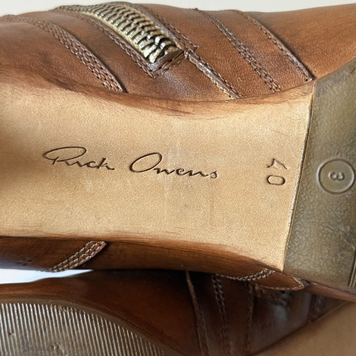 Rick Owens Rick Owens Stiletto Blood Brown Leather Zip Heels Boots Size US 10 / IT 40 - 12 Thumbnail