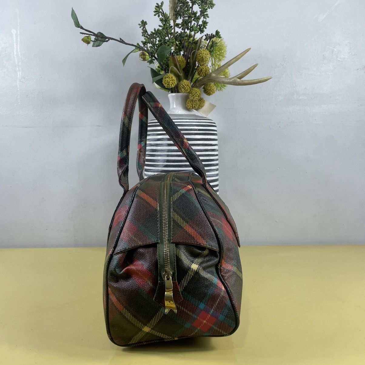 Vivienne Westwood VIVIENNE WESTWOOD TARTAN LEATHER VINYL BOWLER BAG Size ONE SIZE - 2 Thumbnail