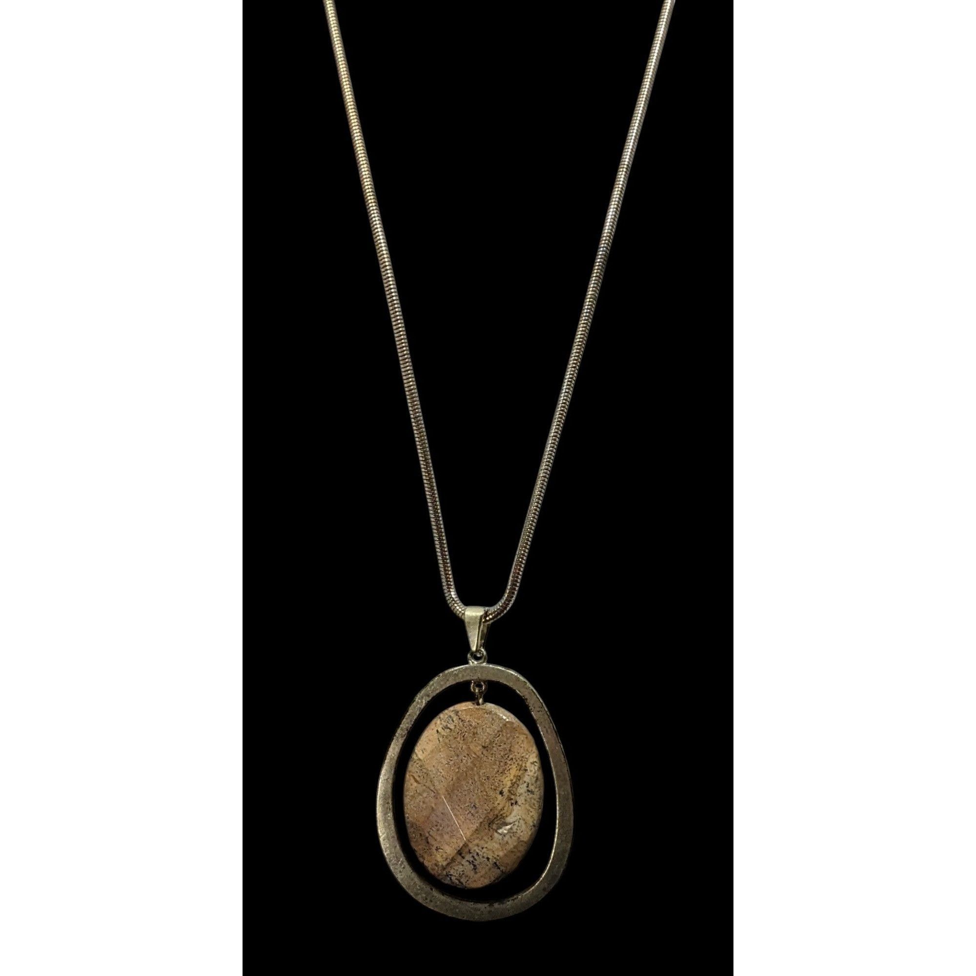 Other Vintage Brutalist Gold Tone Pendant Necklace With Faceted St Size ONE SIZE - 3 Thumbnail