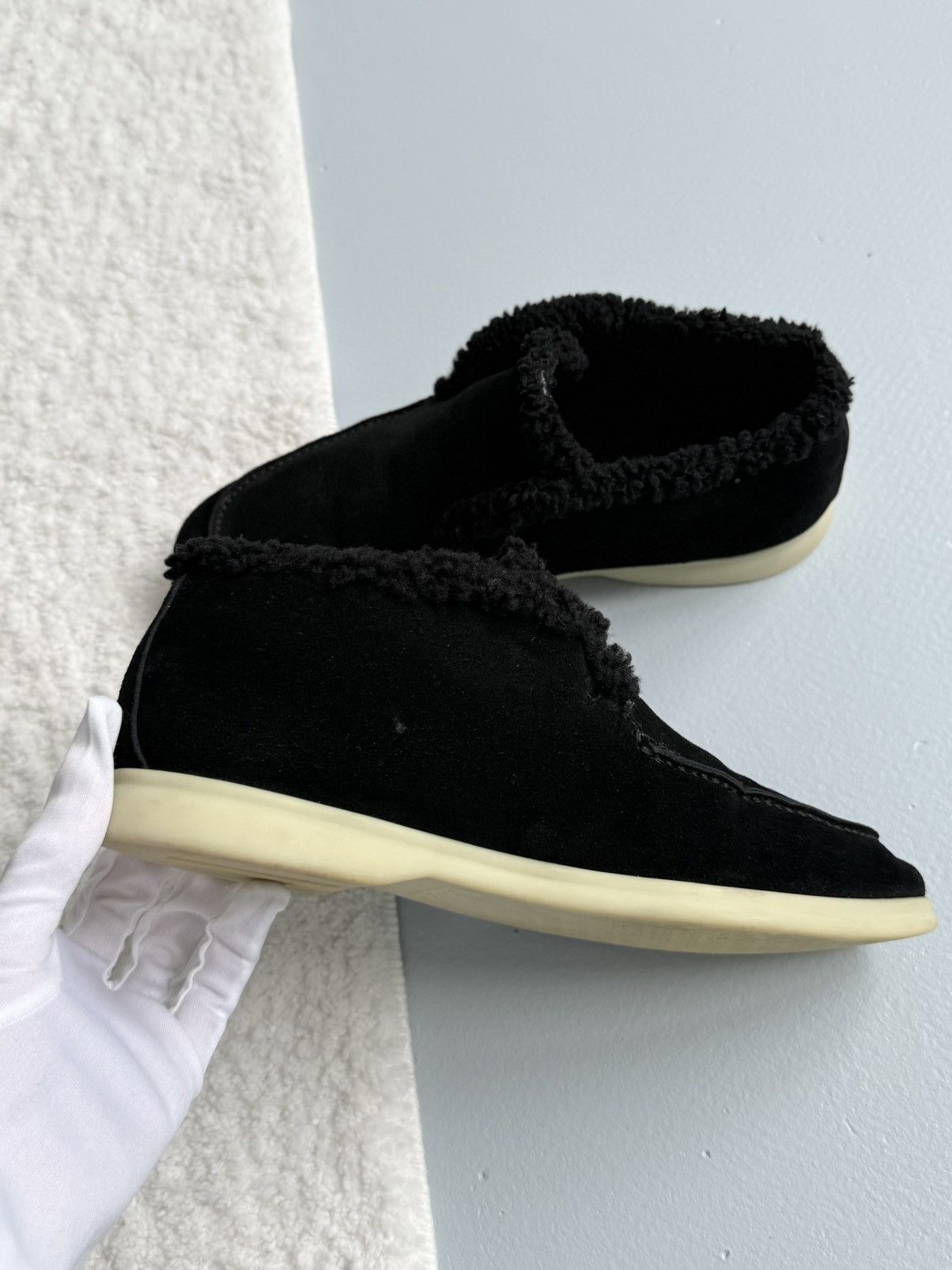 Loro Piana Loro Piana Open Walk Suede Shearling Loafers Black Size US 10 / EU 43 - 9 Thumbnail