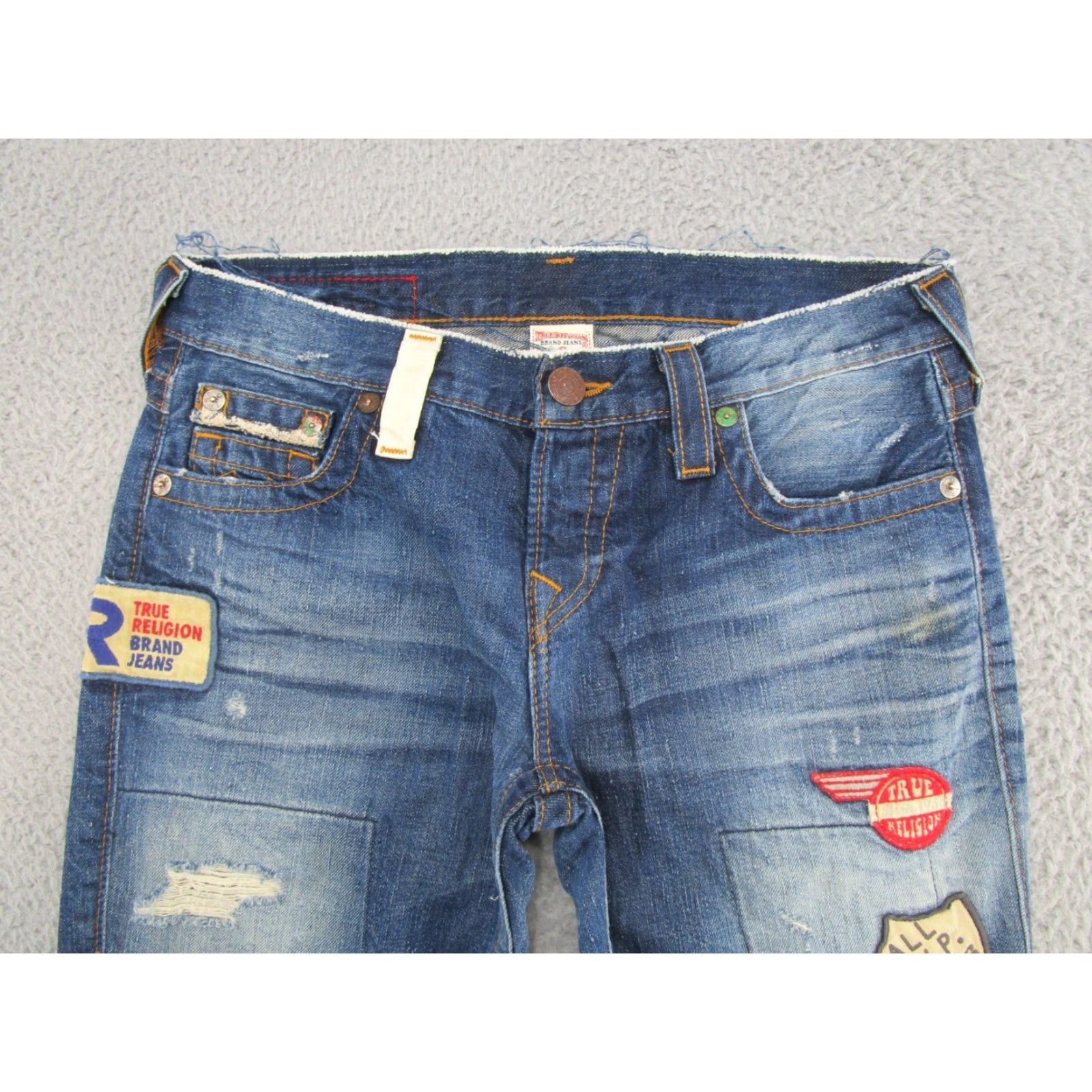 True Religion True Religion Jeans Patch Patchwork Denim Button Fly Raw Hem Size 26 USA Men’s Skinny Blue 30 Inseam Size US 26 / EU 42 - 4 Thumbnail