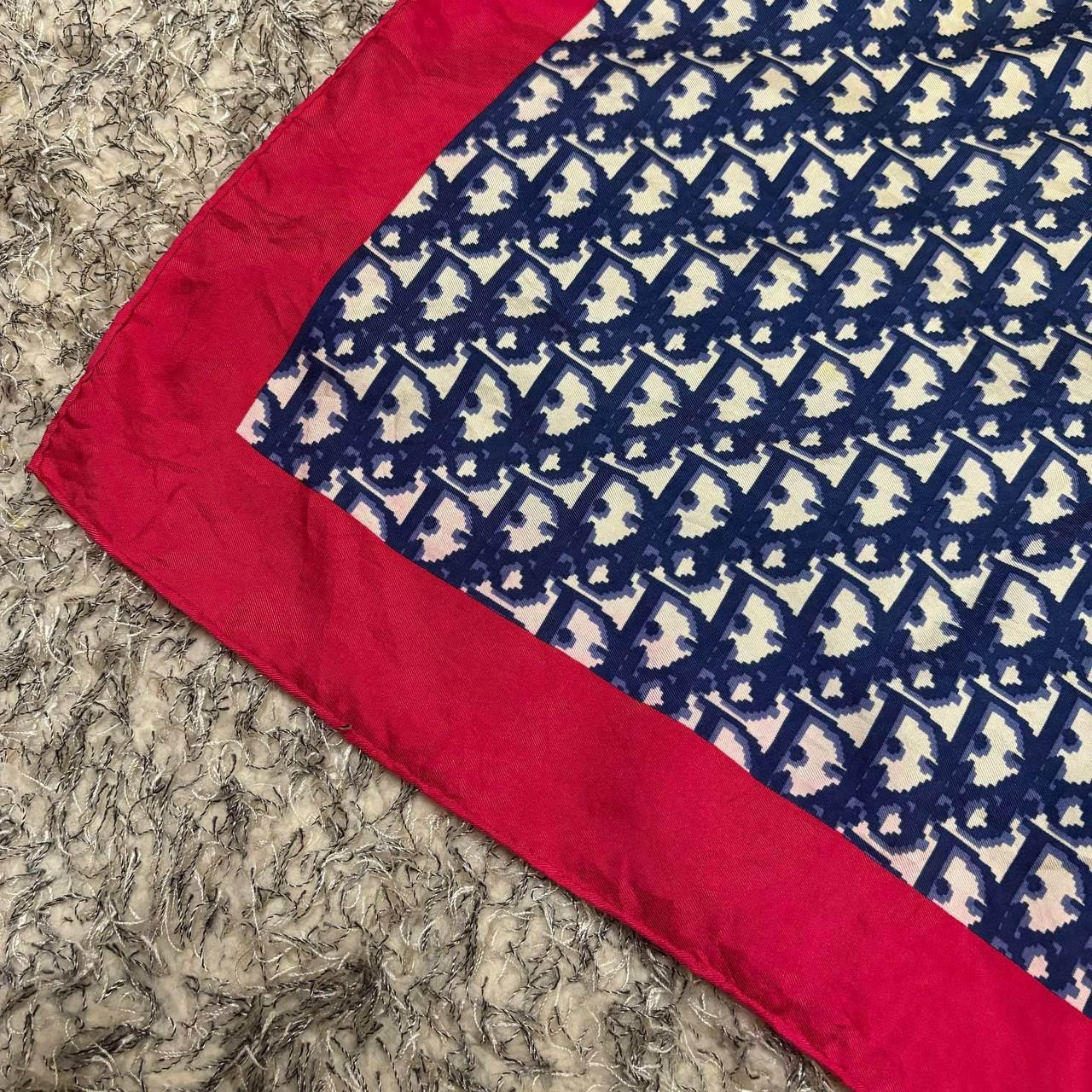Christian Dior Monsieur Vtg Christian Dior Trotter Monogram Silk Scarf Red Border Size ONE SIZE - 4 Thumbnail