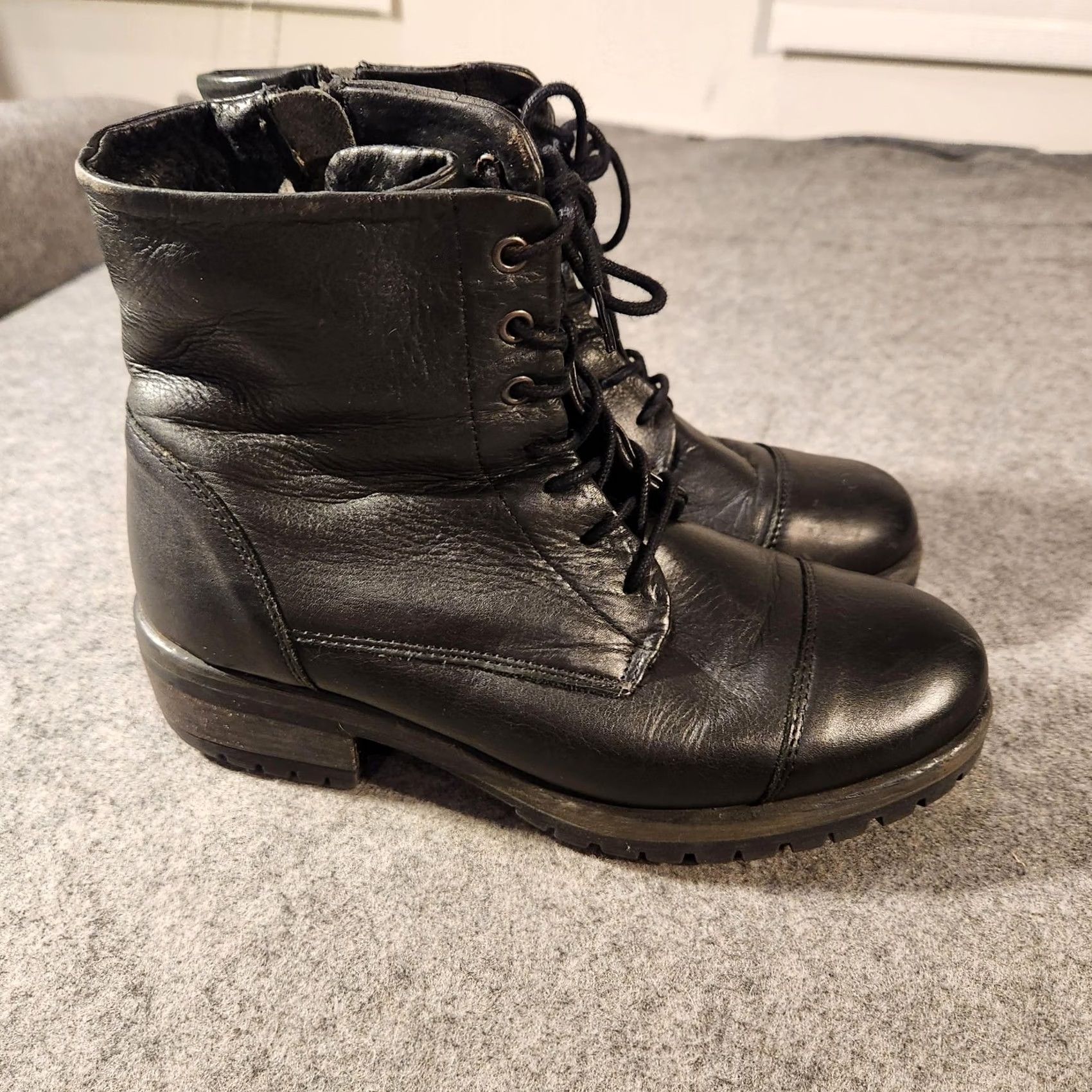 Vintage VINTAGE Lavorazione Artigiana Boots Womens 7.5 Black Combat Lace Up Zip Lug Sole Boots Womens Black 7.5 Union Size US 8 / IT 38 - 4 Thumbnail