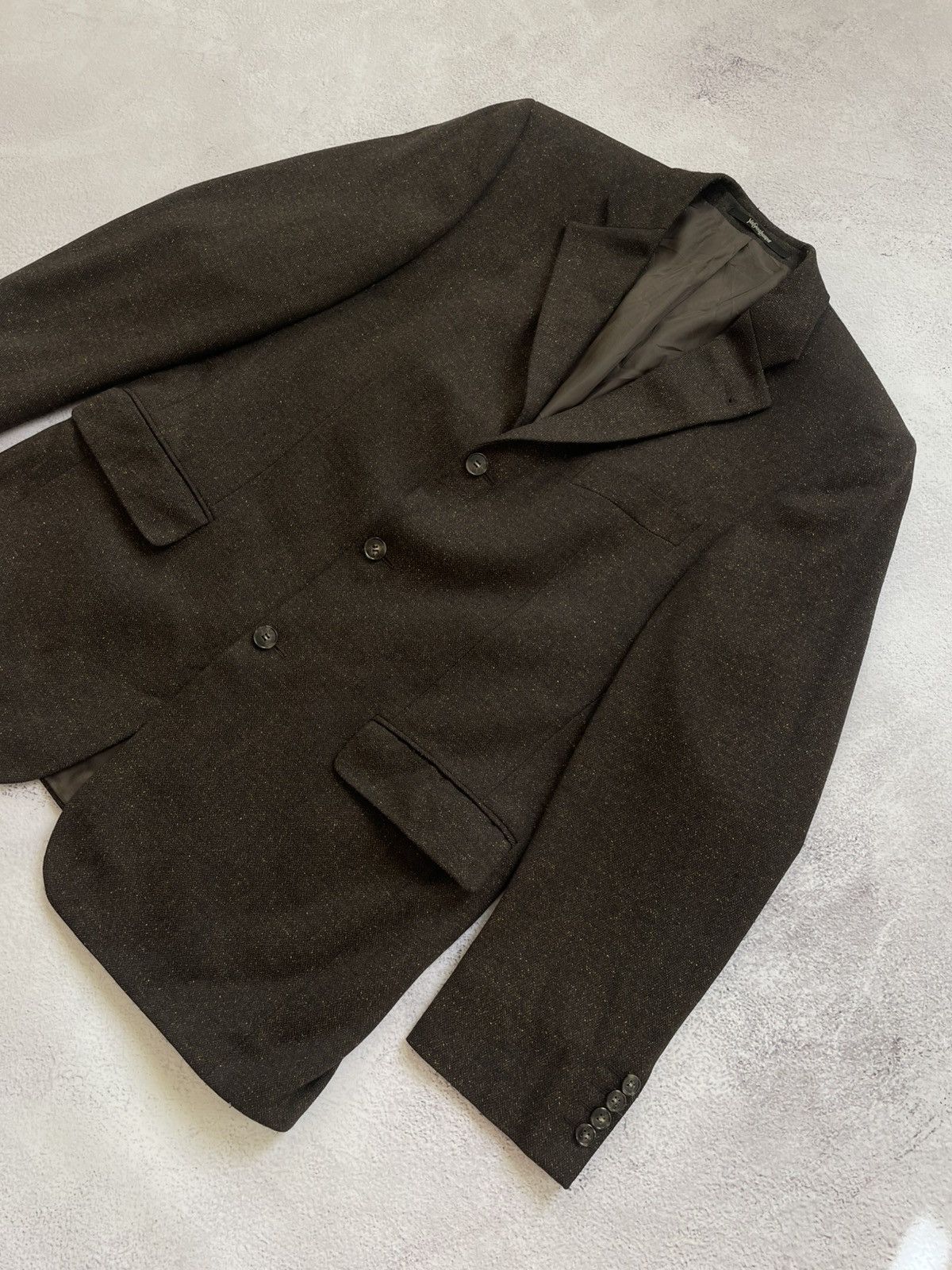 Vintage × Yves Saint Laurent Vintage YVES SAINT LAURENT Blazer Jacket Mens Size 52 Brown Size 52S - 2 Thumbnail