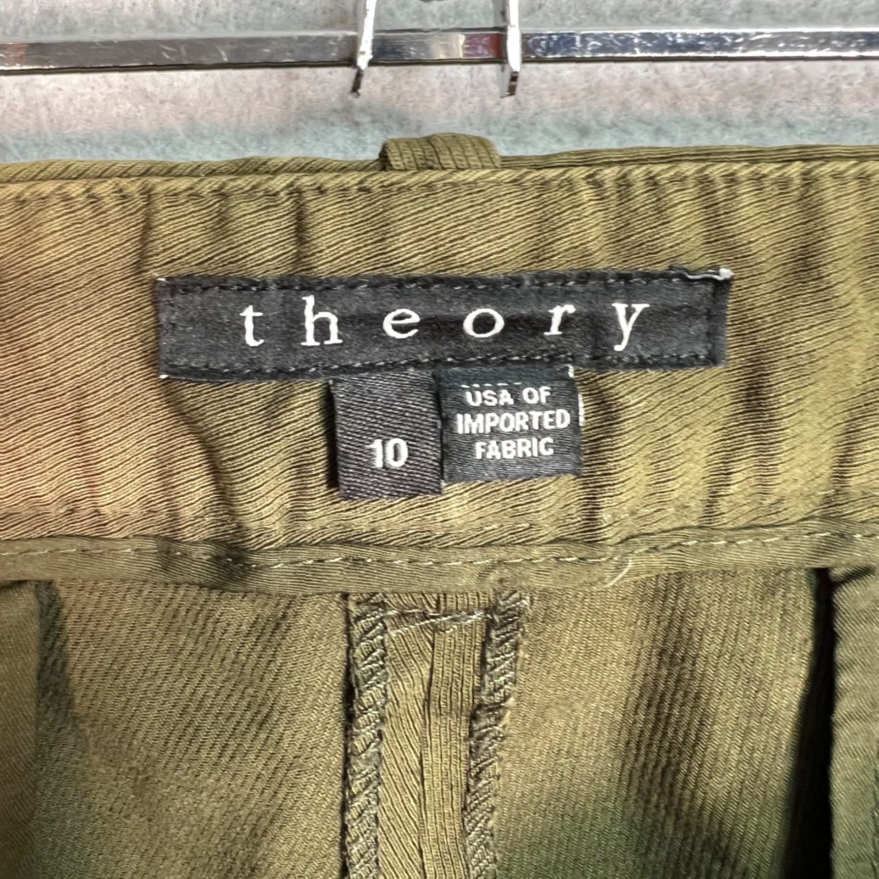 Theory VINTAGE Theory Women's Slim Fit Chino Pants Size 10 Green Cotton Blend Casual Summer Size 32" / US 10 / IT 46 - 3 Thumbnail