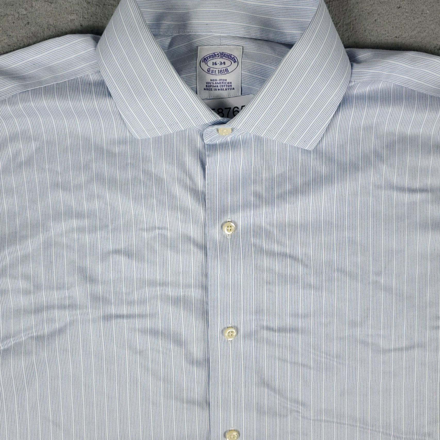 Brooks Brothers VINTAGE Brooks Brothers Dress Shirt Mens Size 16 Blue Striped Cotton Business Casual Formal Workwear Size 42R - 2 Thumbnail